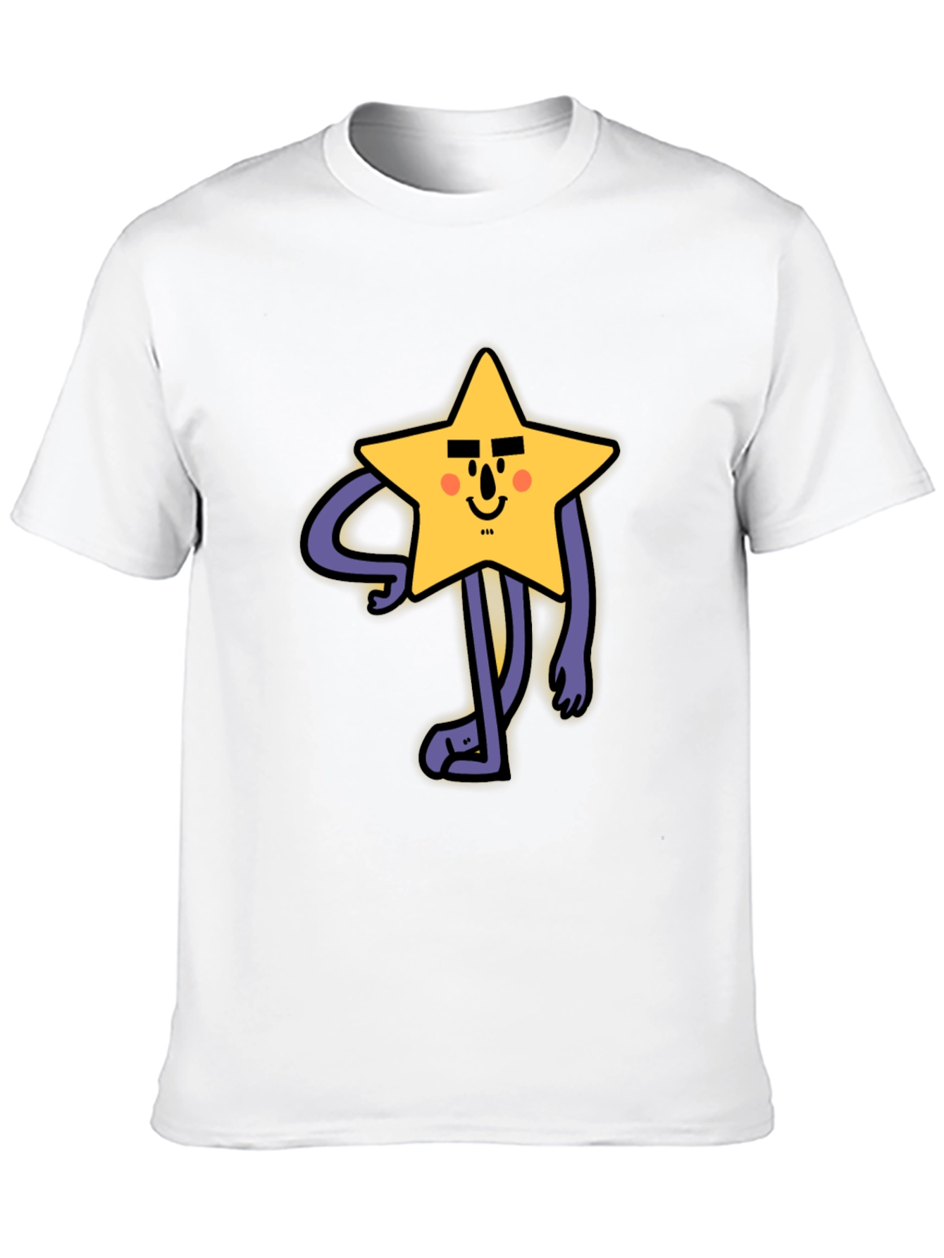 Funny Star Character Graphic Print Black T-Shirt