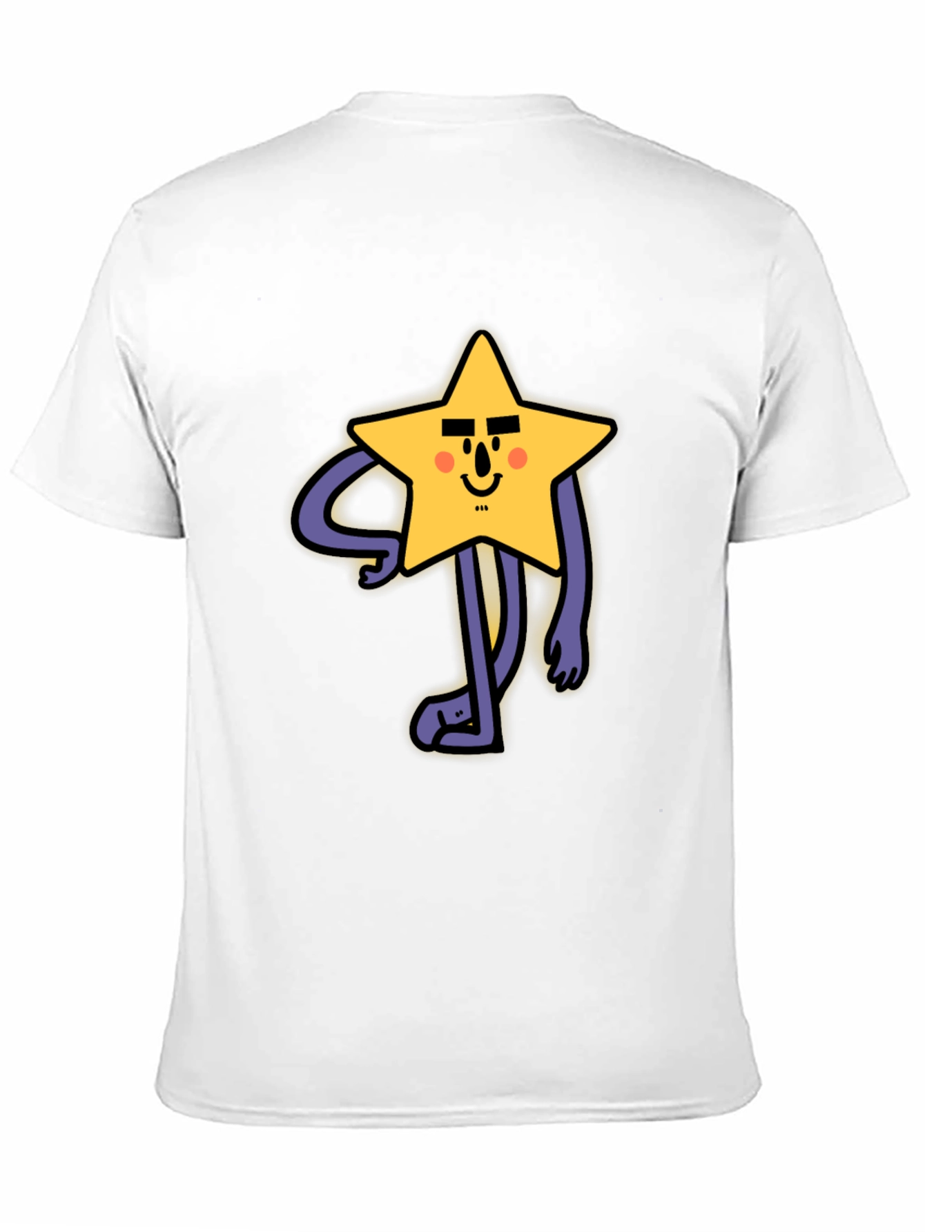 Funny Star Character Graphic Print Black T-Shirt