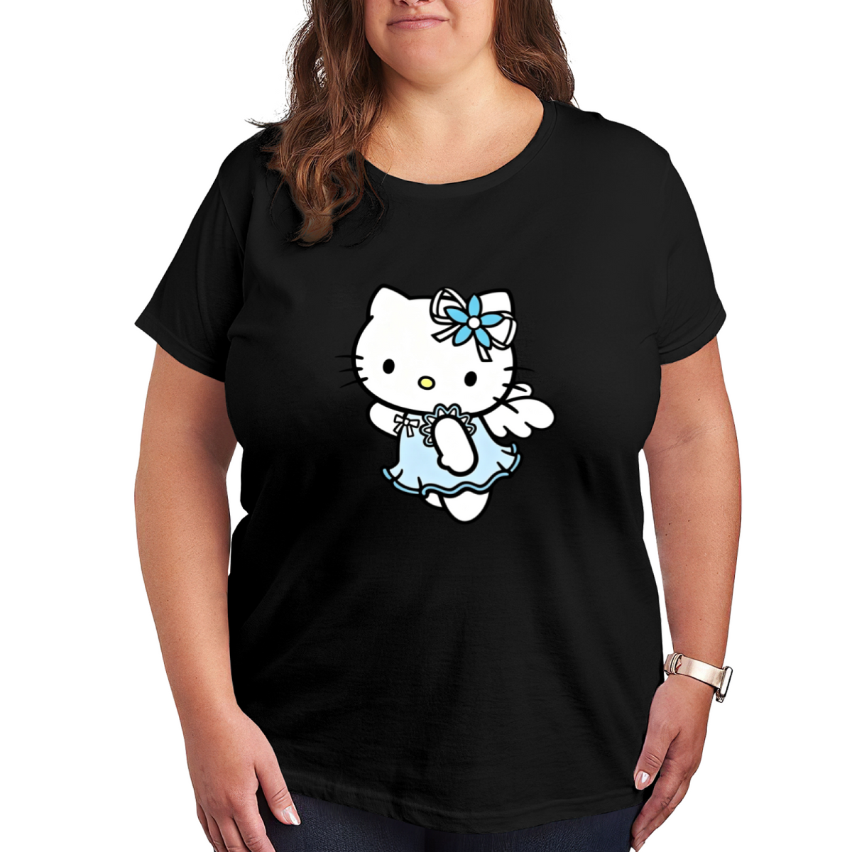 Angel?Style Blue Dress Hello Kitty Dreamy Plus?Size Ladies T?Shirt