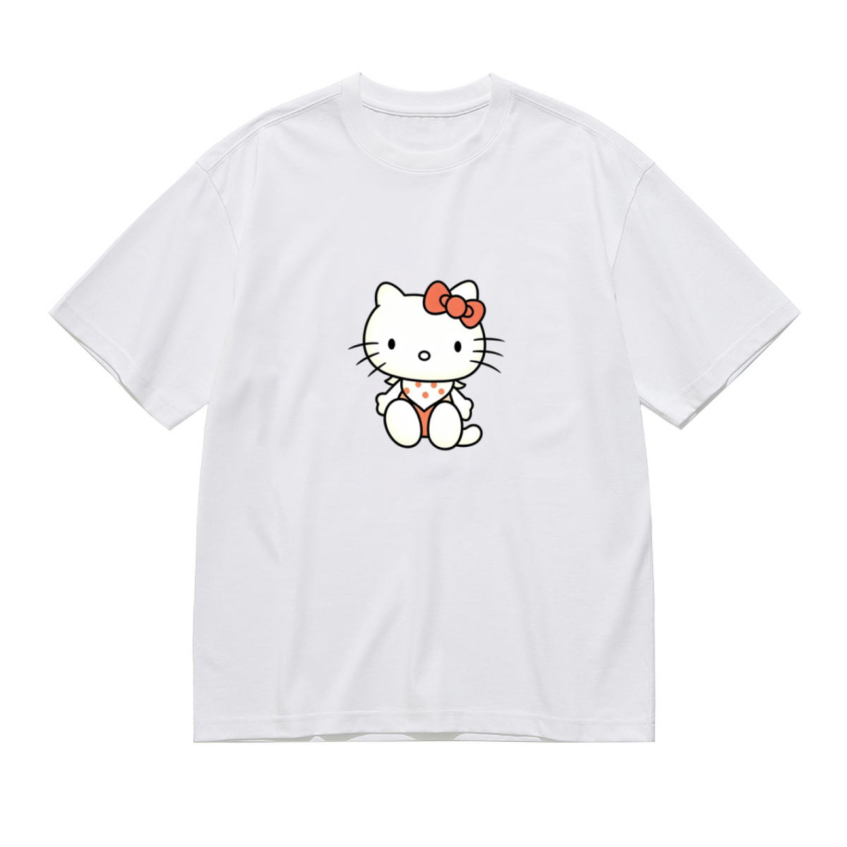 Simple Sitting Pose Hello Kitty Cute Plus?Size Women T?Shirt