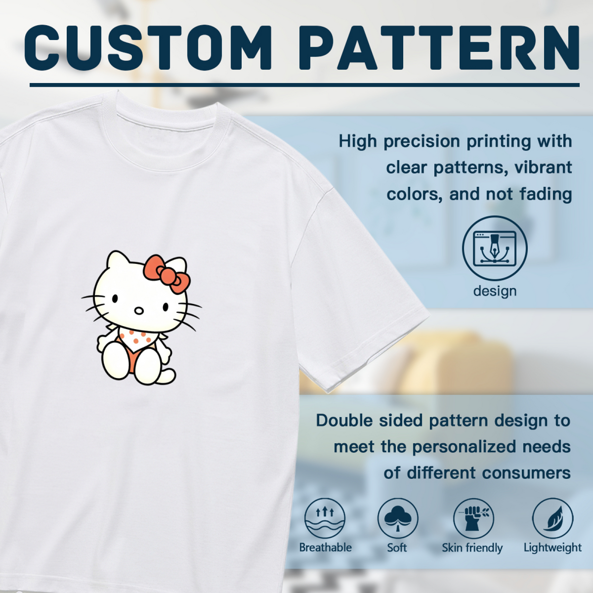 Simple Sitting Pose Hello Kitty Cute Plus?Size Women T?Shirt
