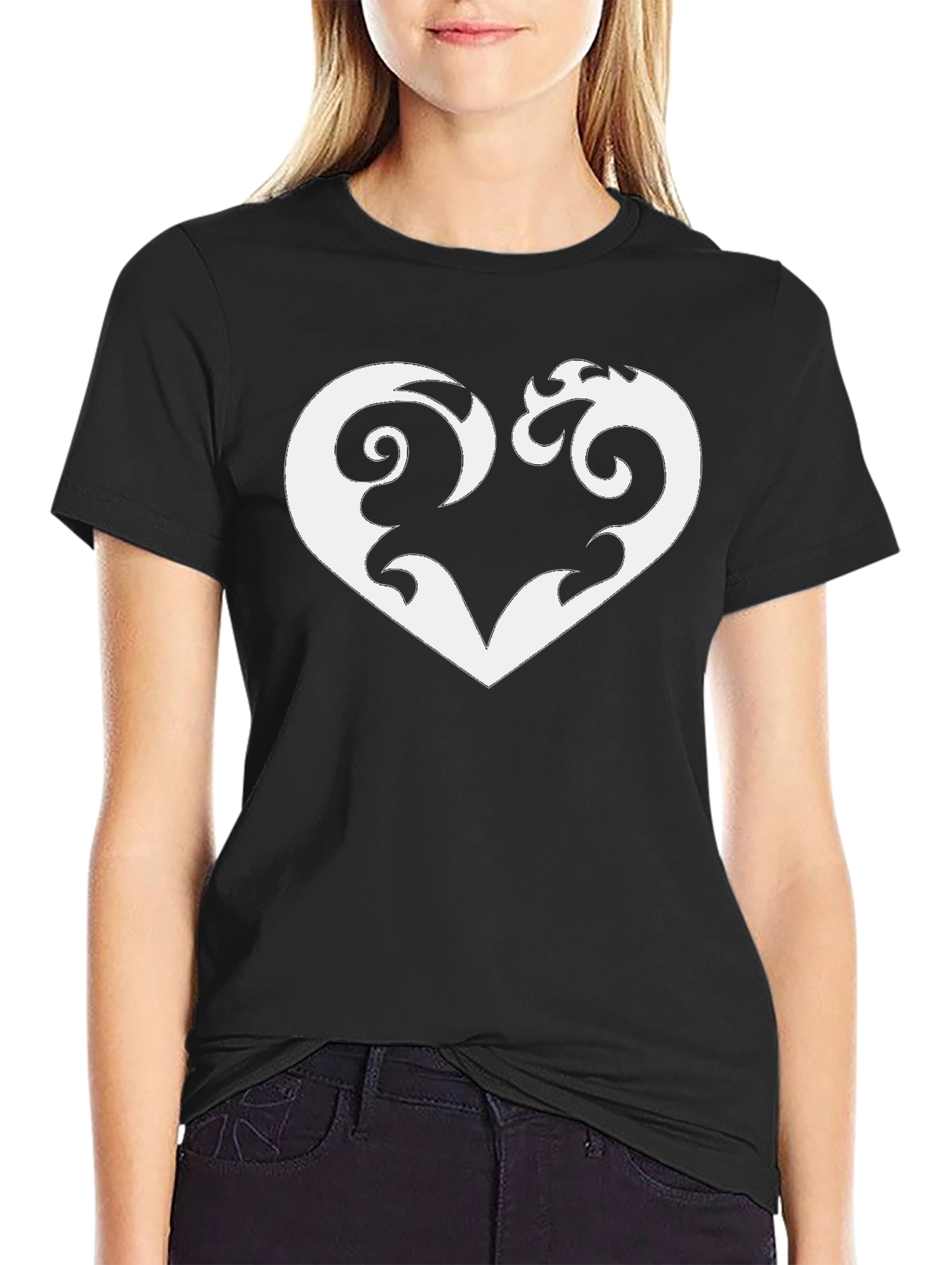 Heart Graphic Tee - Stylish Black T-Shirt