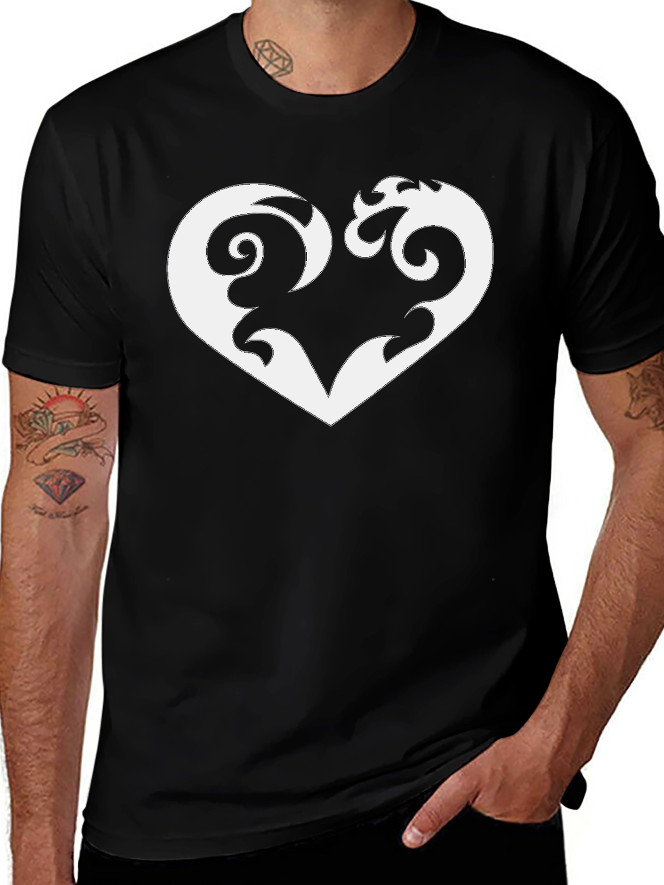 Heart Graphic Tee - Stylish Black T-Shirt