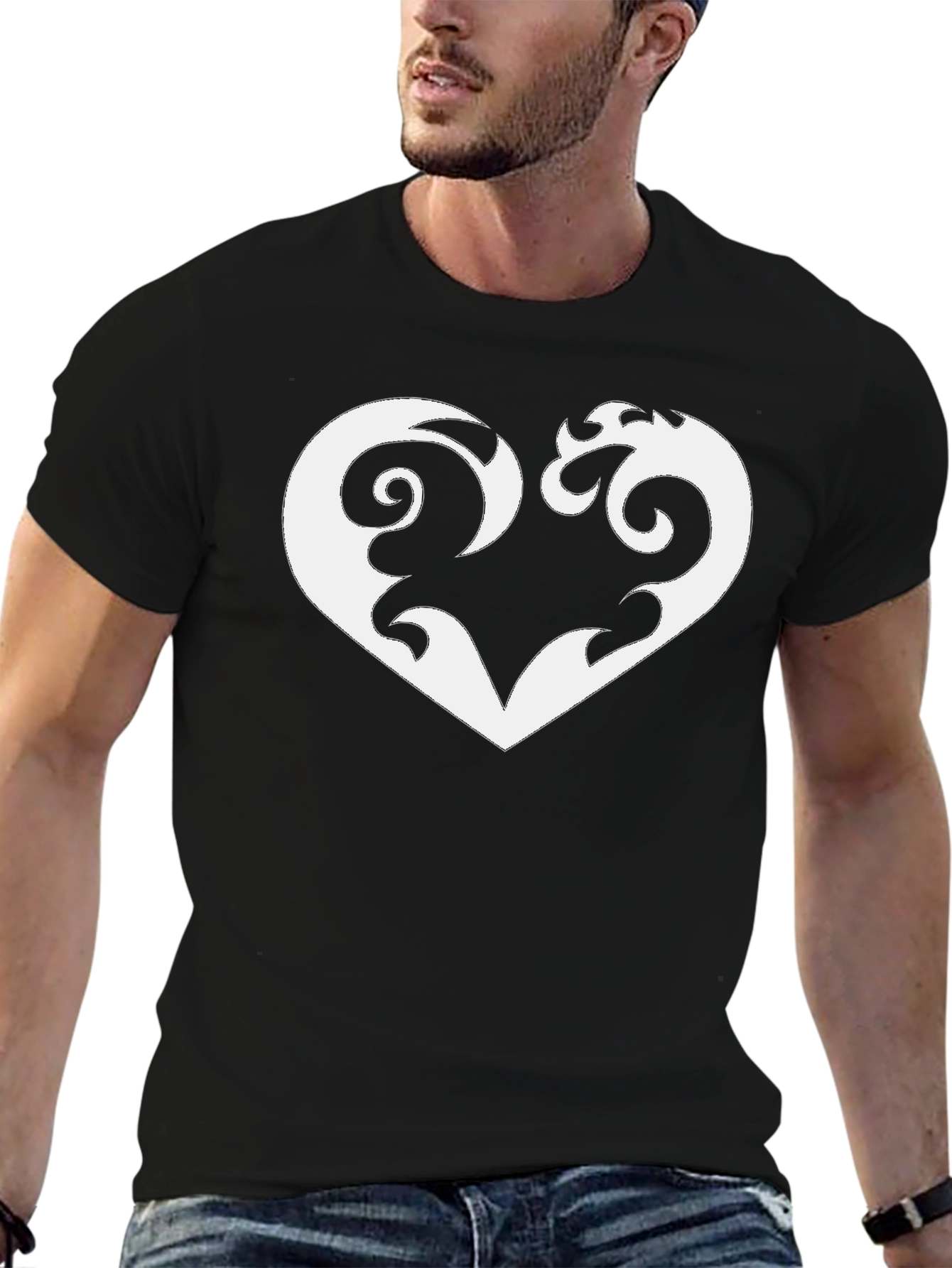 Heart Graphic Tee - Stylish Black T-Shirt