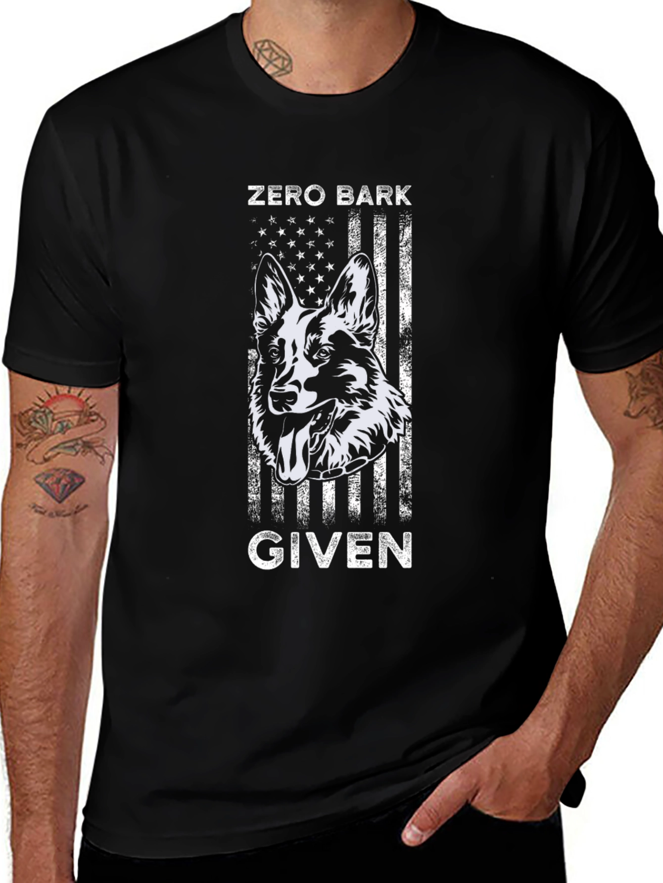 Zero Bark Given Dog Graphic Tee - Black
