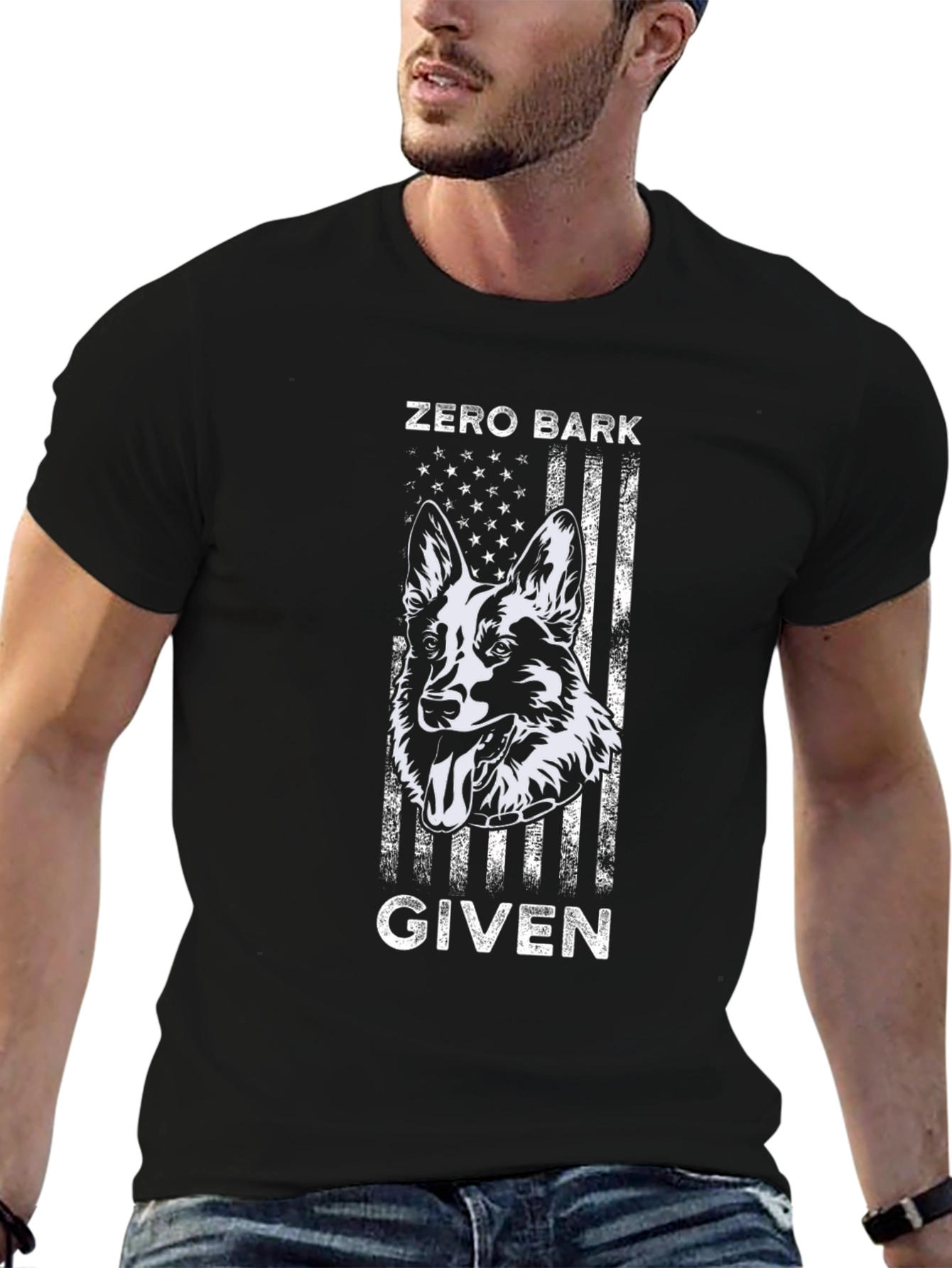 Zero Bark Given Dog Graphic Tee - Black