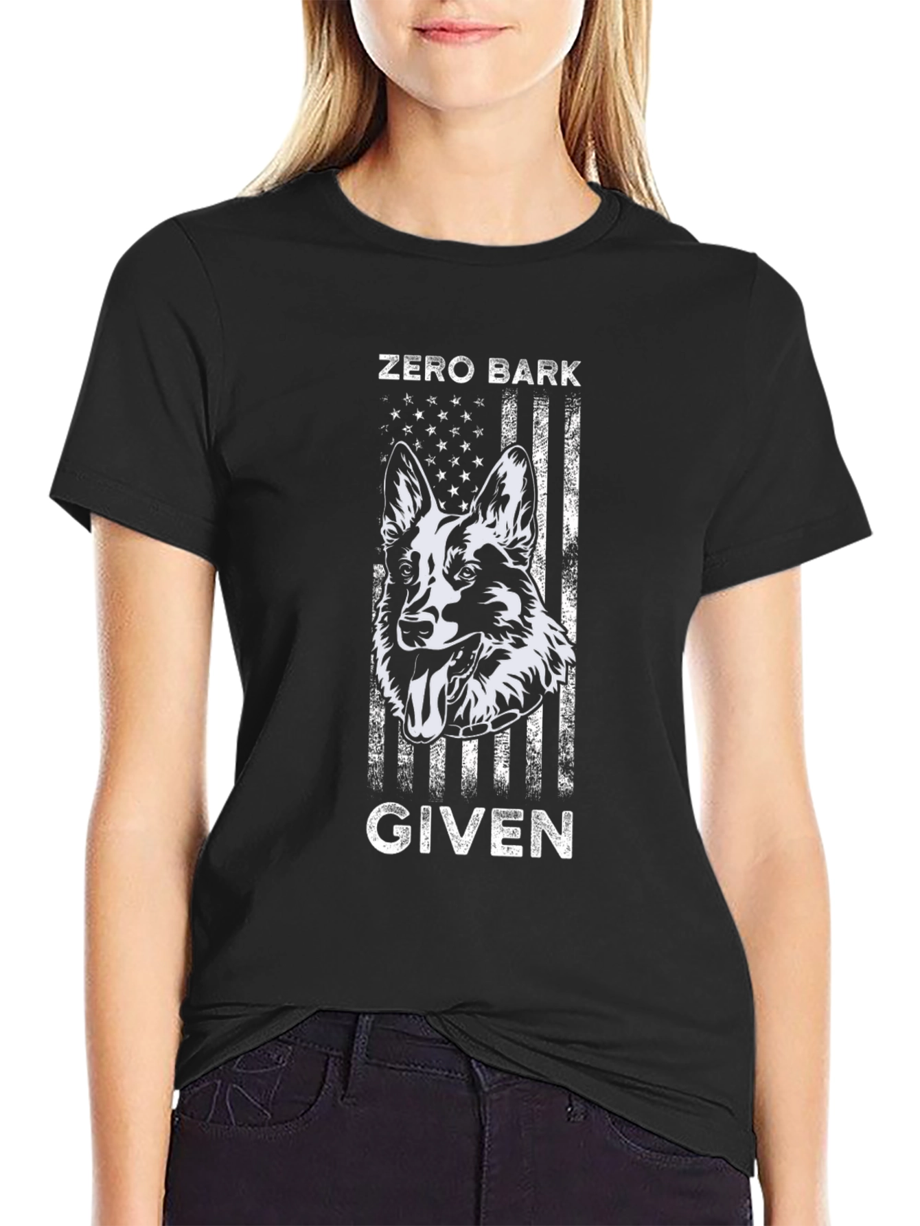 Zero Bark Given Dog Graphic Tee - Black