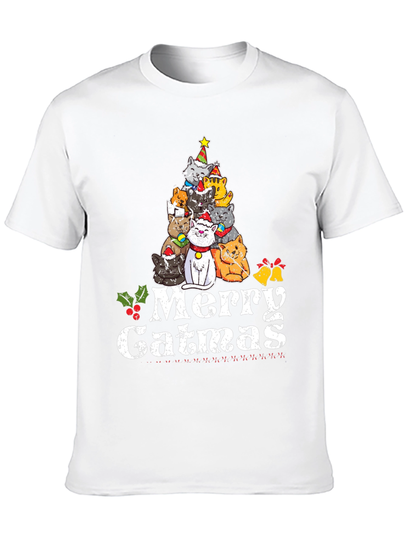 Merry Catmas T-Shirt: Festive Cat Christmas Tree Design