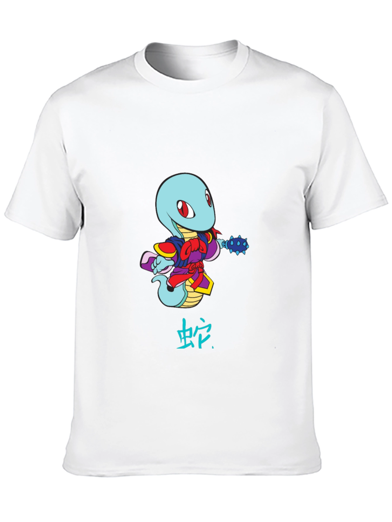 Cartoon Snake Warrior Black T-Shirt