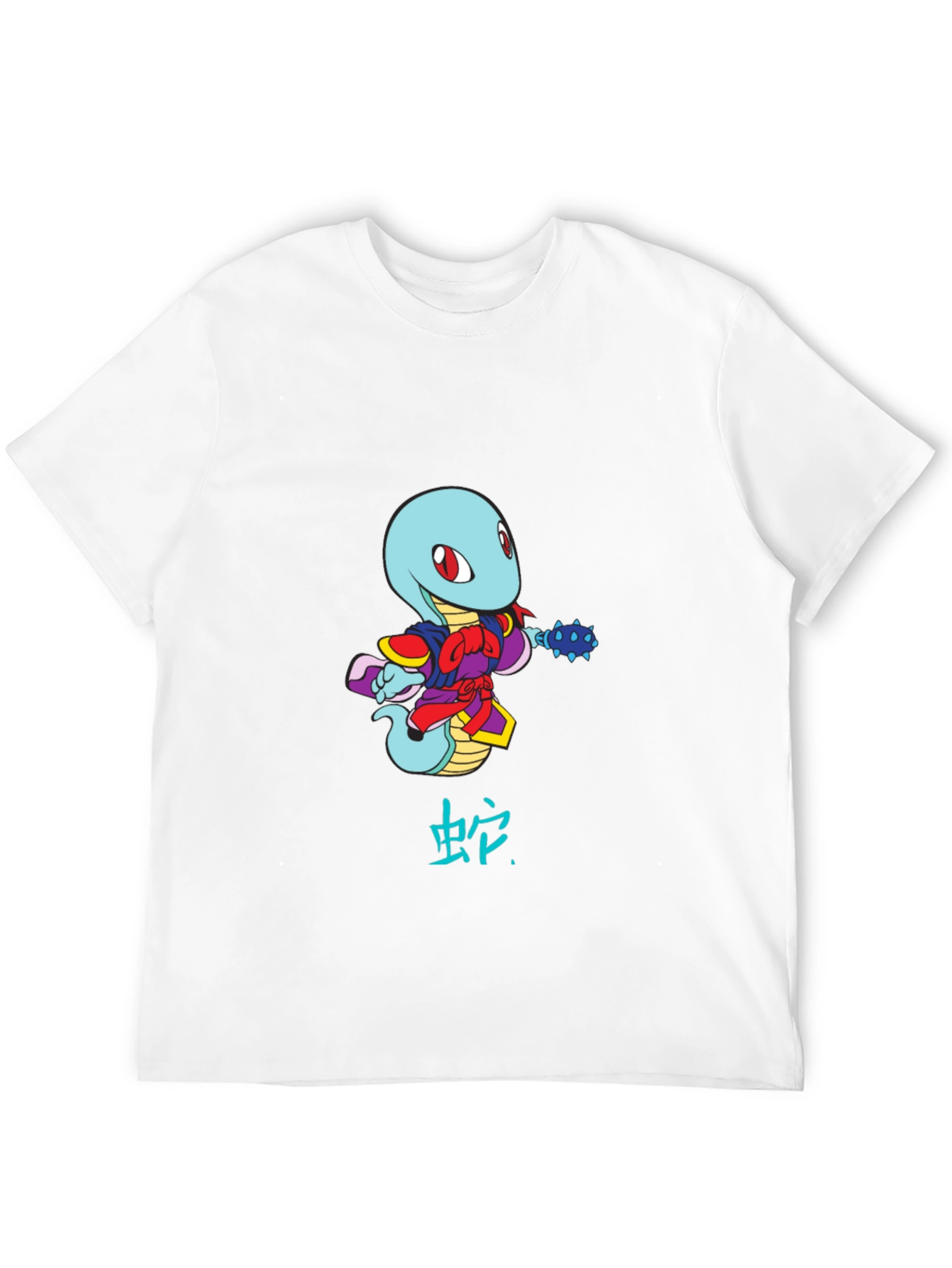 Cartoon Snake Warrior Black T-Shirt