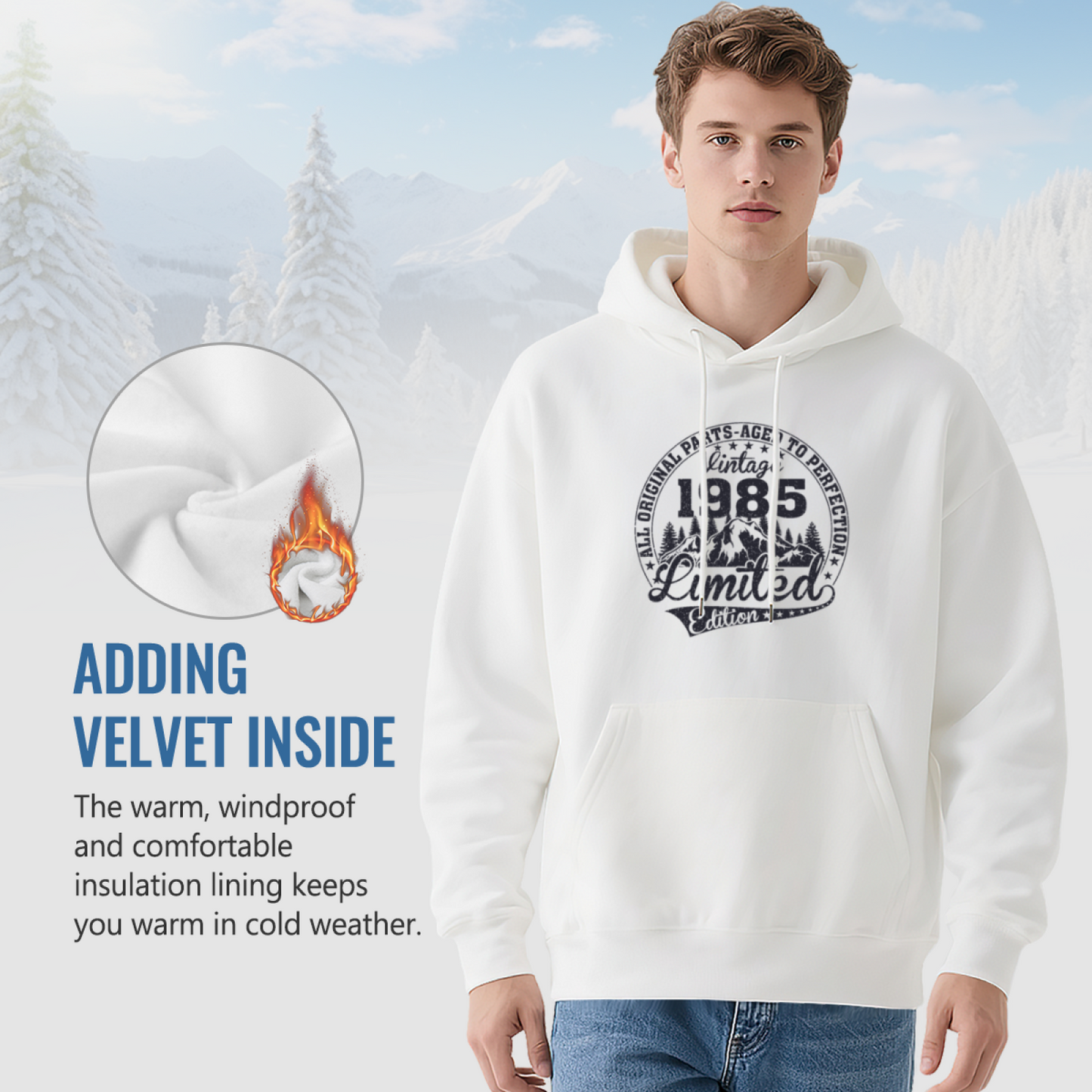 Vintage 1985 Limited Edition Cozy White Hoodie, Retro Comfort Top