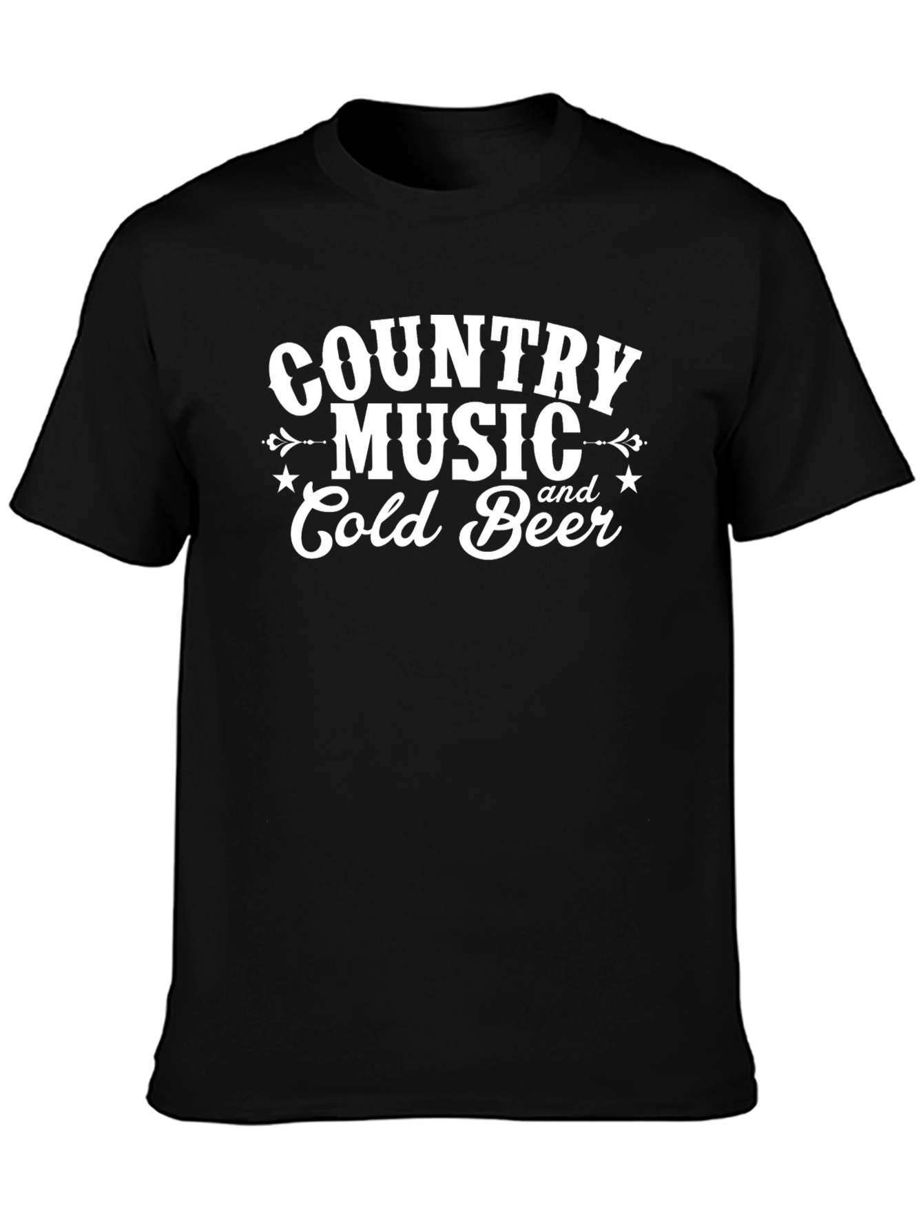 Country Music & Cold Beer Graphic Tee - Black