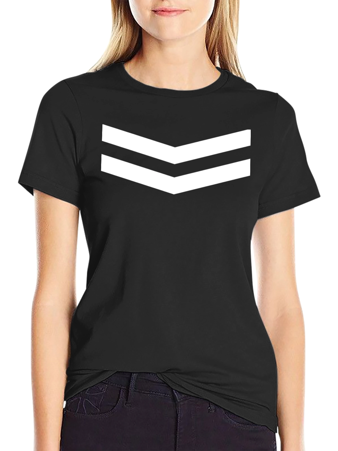 Black T-Shirt with White Chevron Design