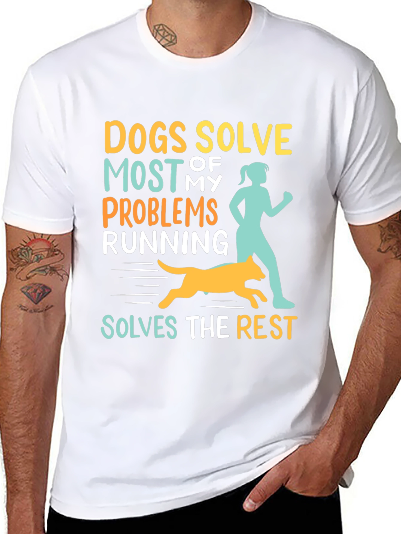 Dogs Solve Most Problems Funny Running T-Shirt