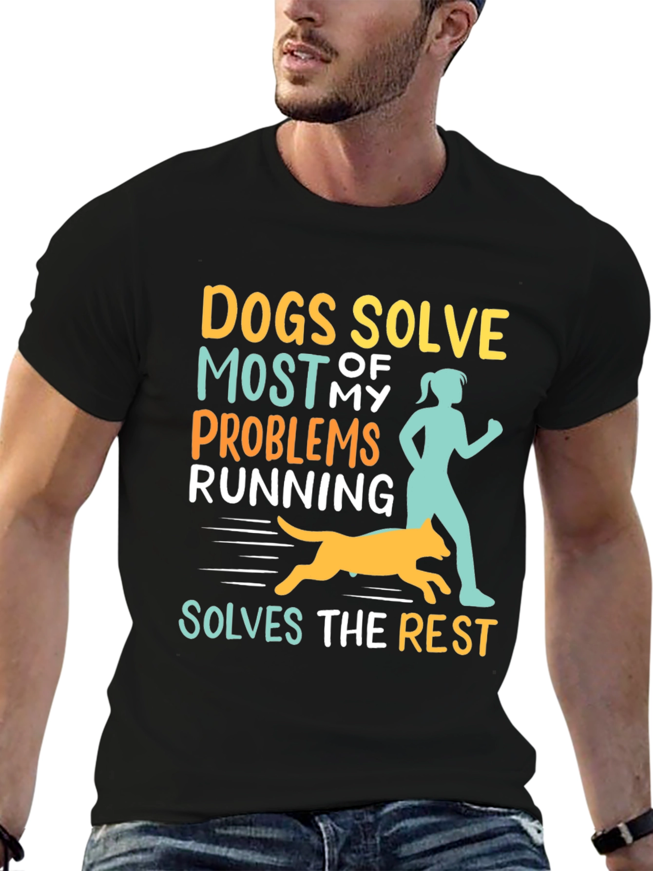Dogs Solve Most Problems Funny Running T-Shirt