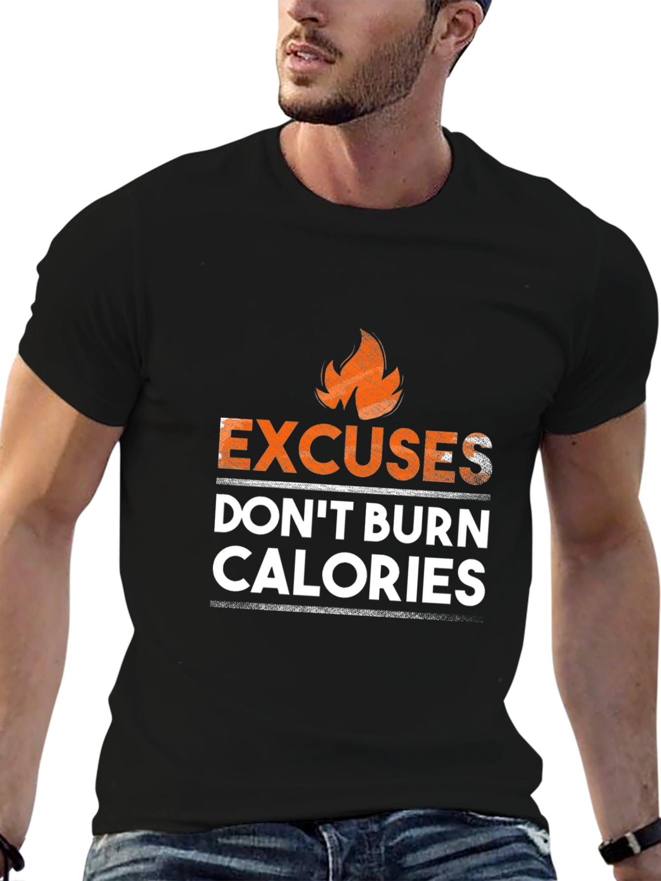 Excuses Dont Burn Calories Mens Black T-Shirt