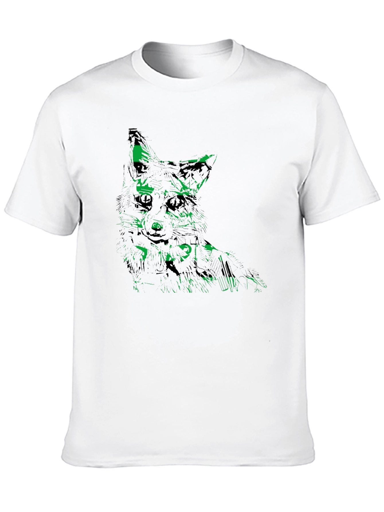 Green Fox Graphic Black Tee - Unique Mens T-Shirt