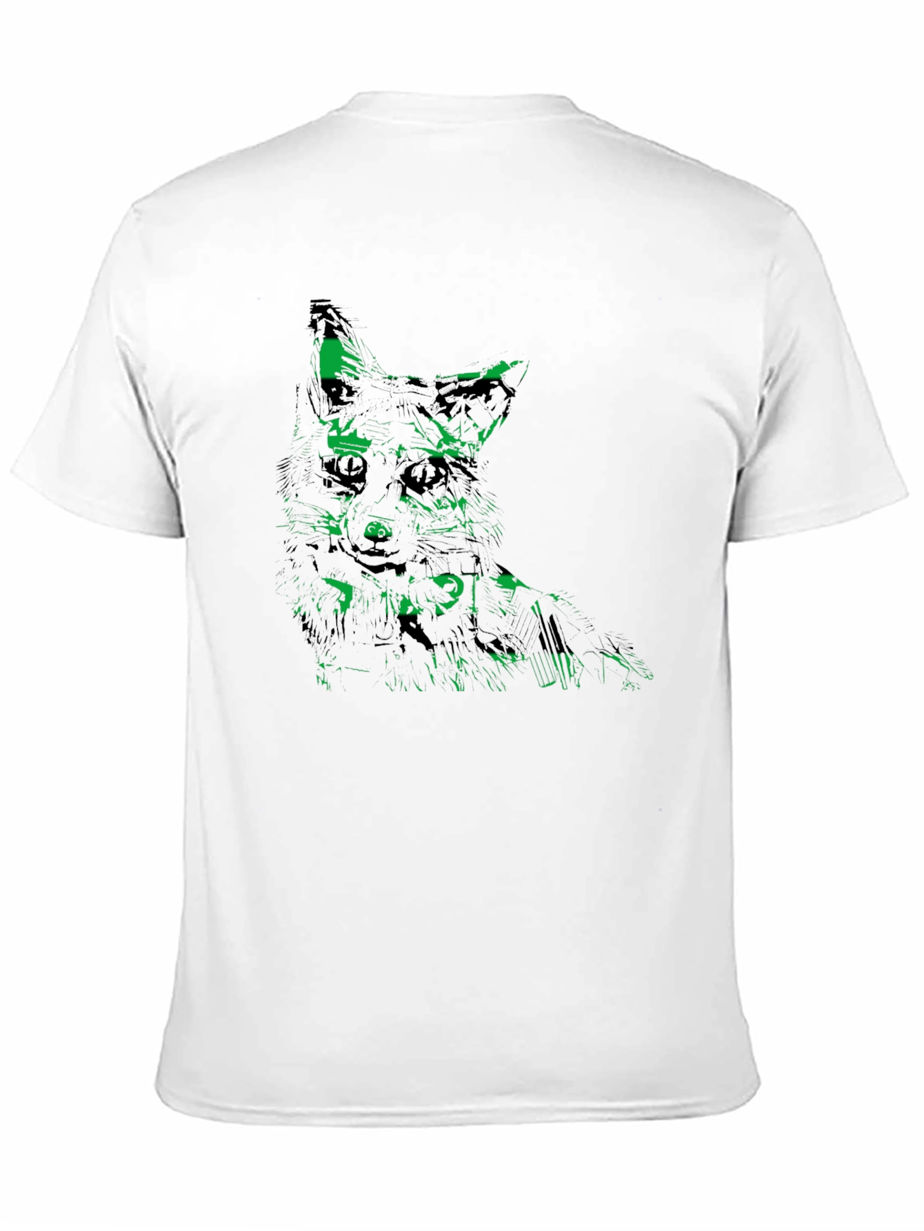 Green Fox Graphic Black Tee - Unique Mens T-Shirt