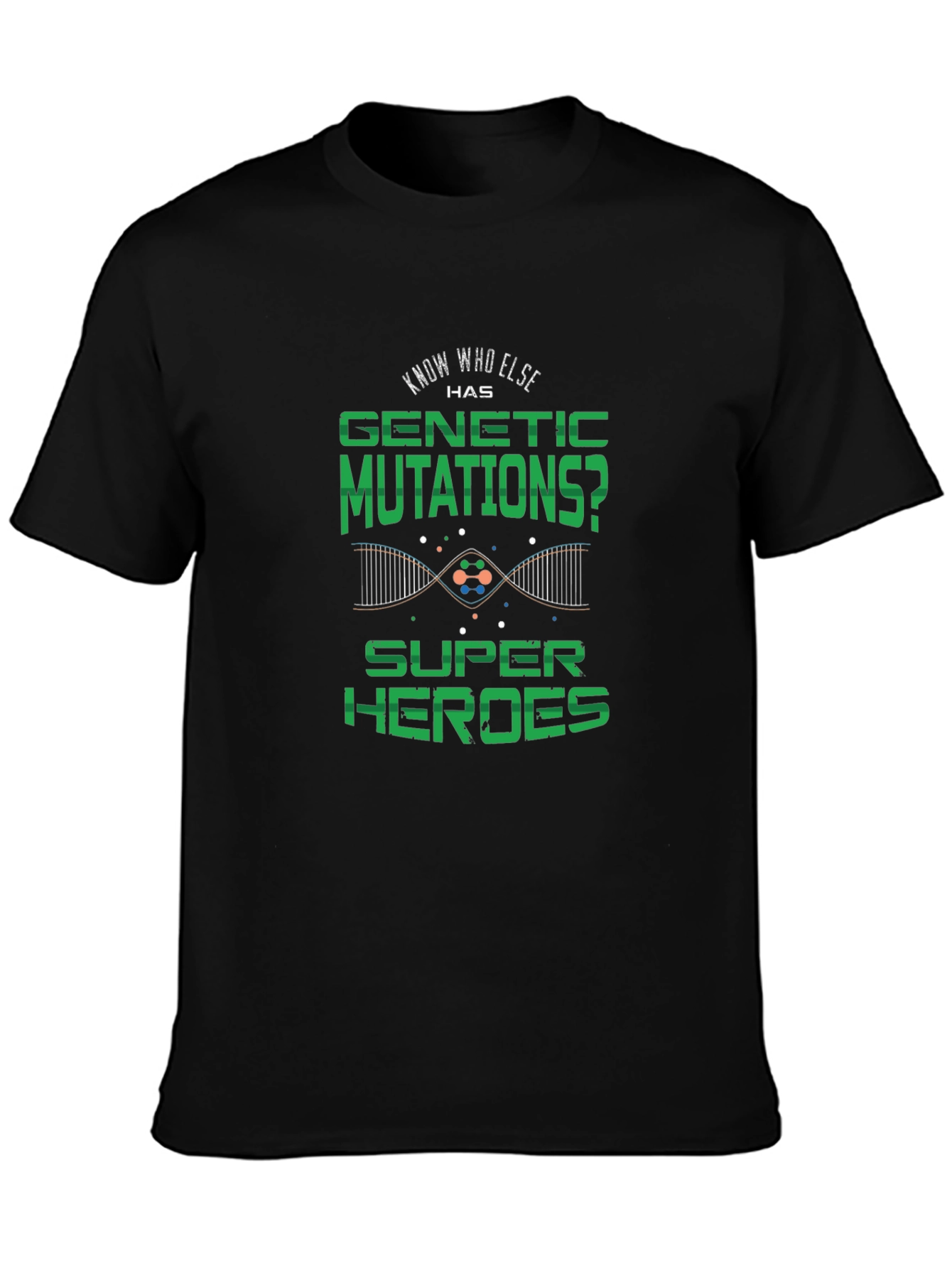 Genetic Mutations Super Heroes Black T-Shirt