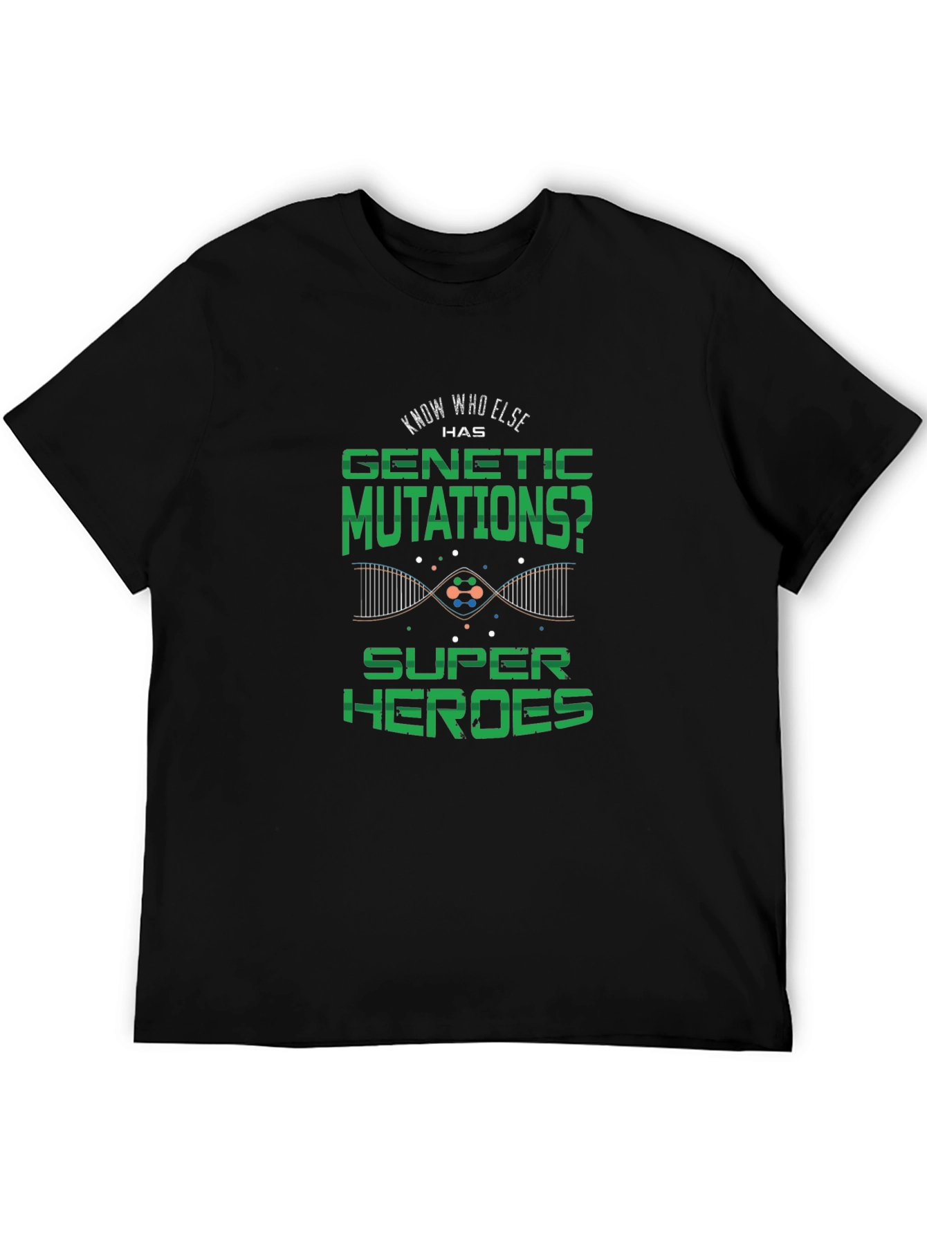 Genetic Mutations Super Heroes Black T-Shirt