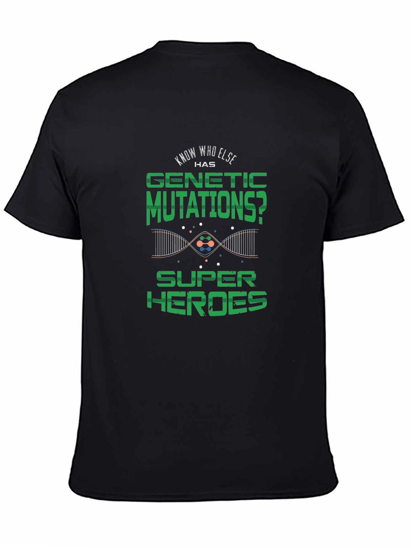 Genetic Mutations Super Heroes Black T-Shirt