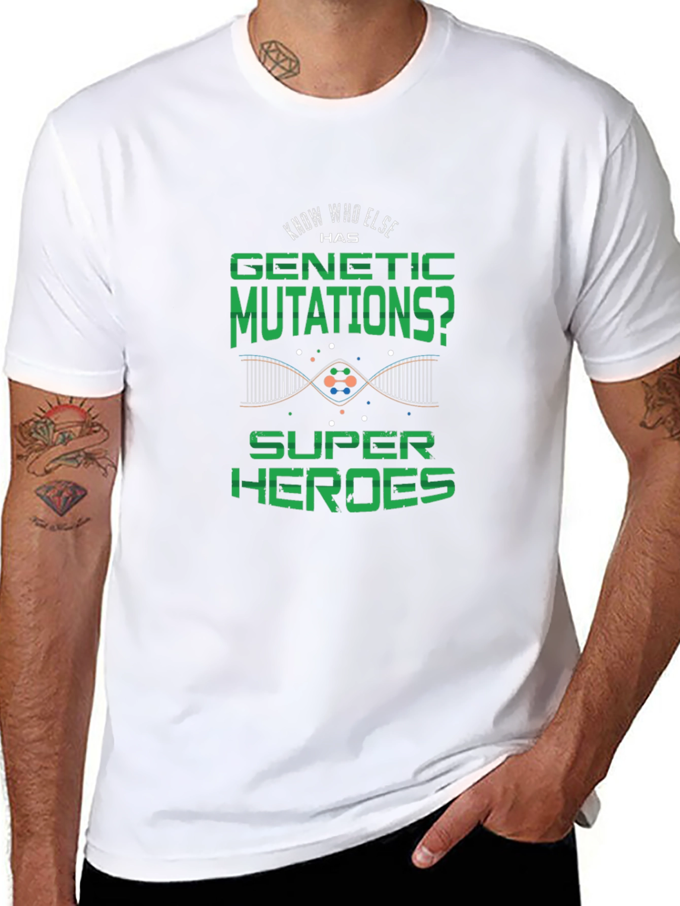 Genetic Mutations Super Heroes Black T-Shirt