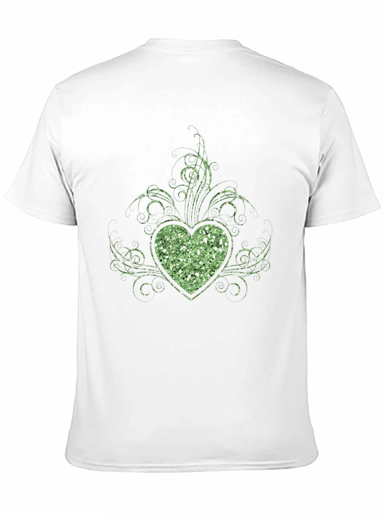 Glitter Heart Graphic Black T-Shirt