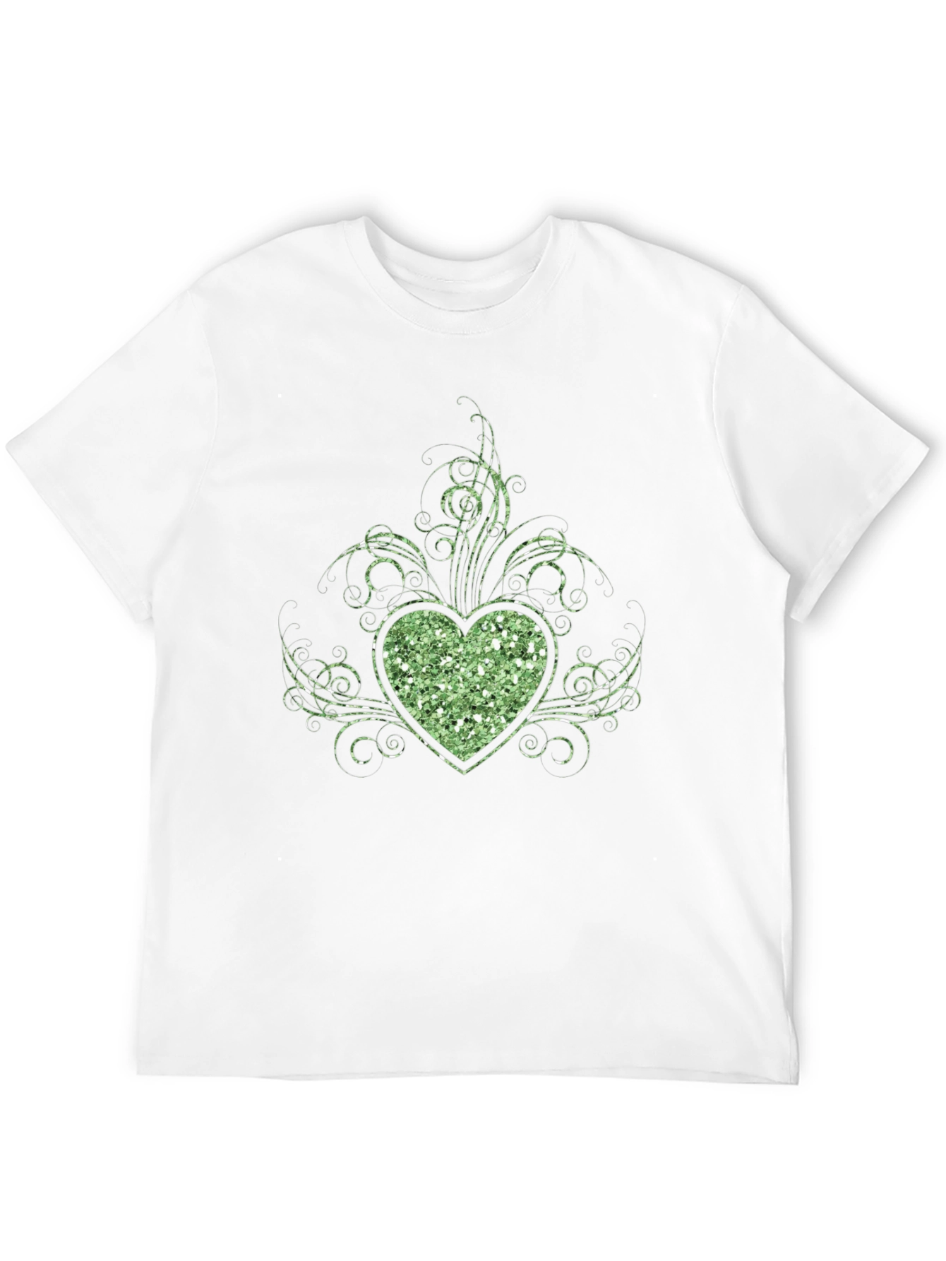Glitter Heart Graphic Black T-Shirt