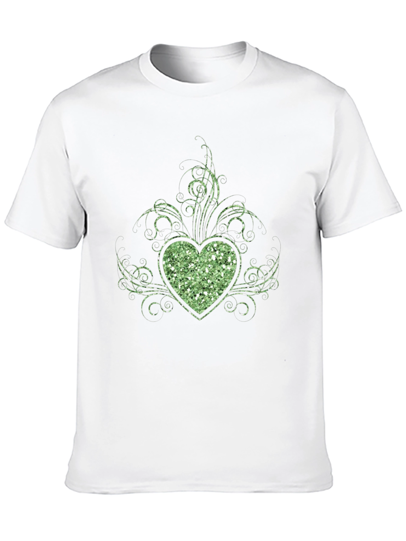 Glitter Heart Graphic Black T-Shirt