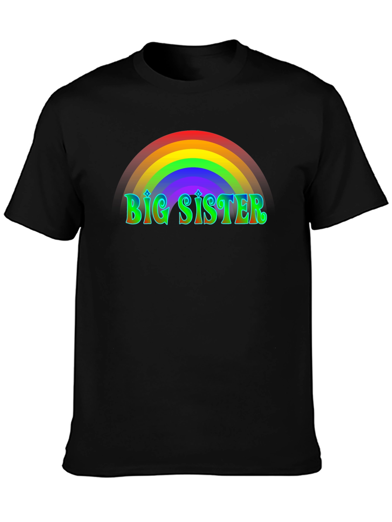 Big Sister Rainbow T-Shirt - Black Cotton Tee