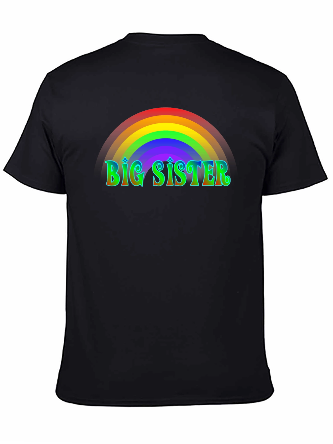 Big Sister Rainbow T-Shirt - Black Cotton Tee