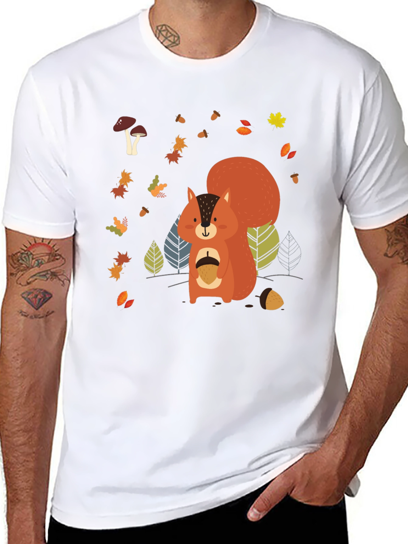 Squirrel Nut T-Shirt - Autumn Leaves Design