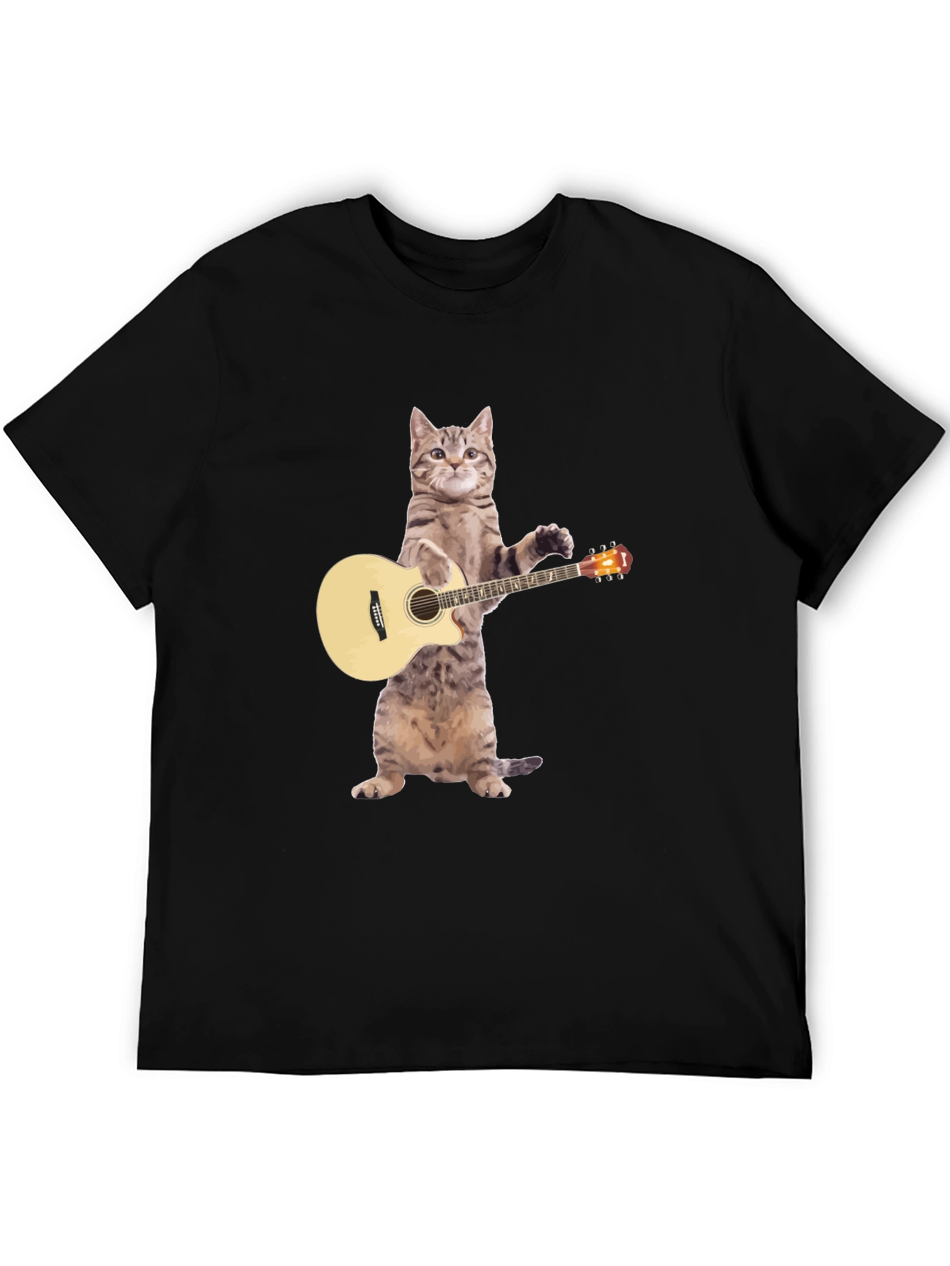 Cat Playing Guitar Graphic T-Shirt