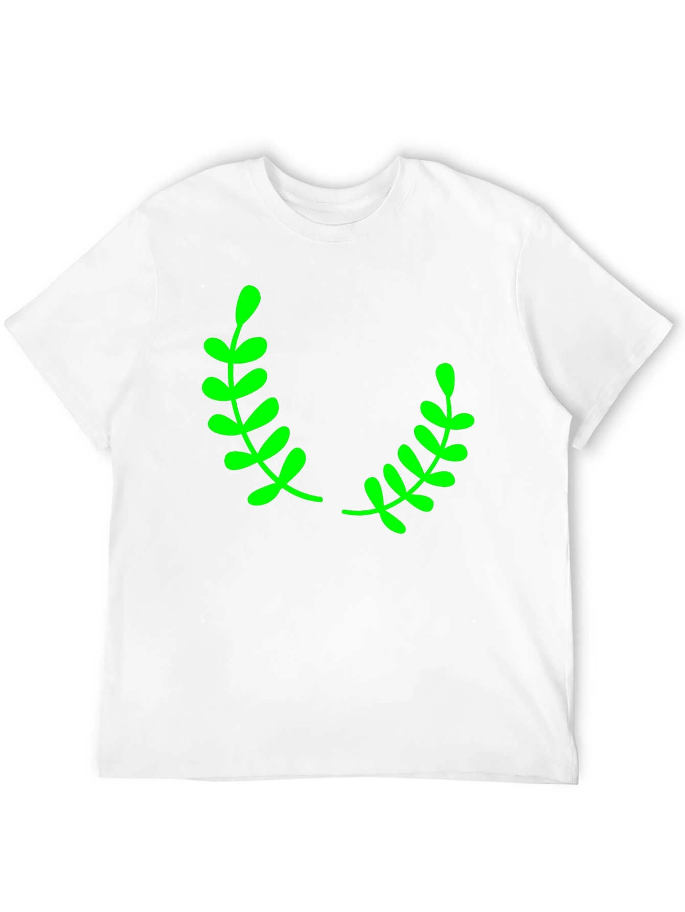 Black T-Shirt with Green Laurel Leaf Design