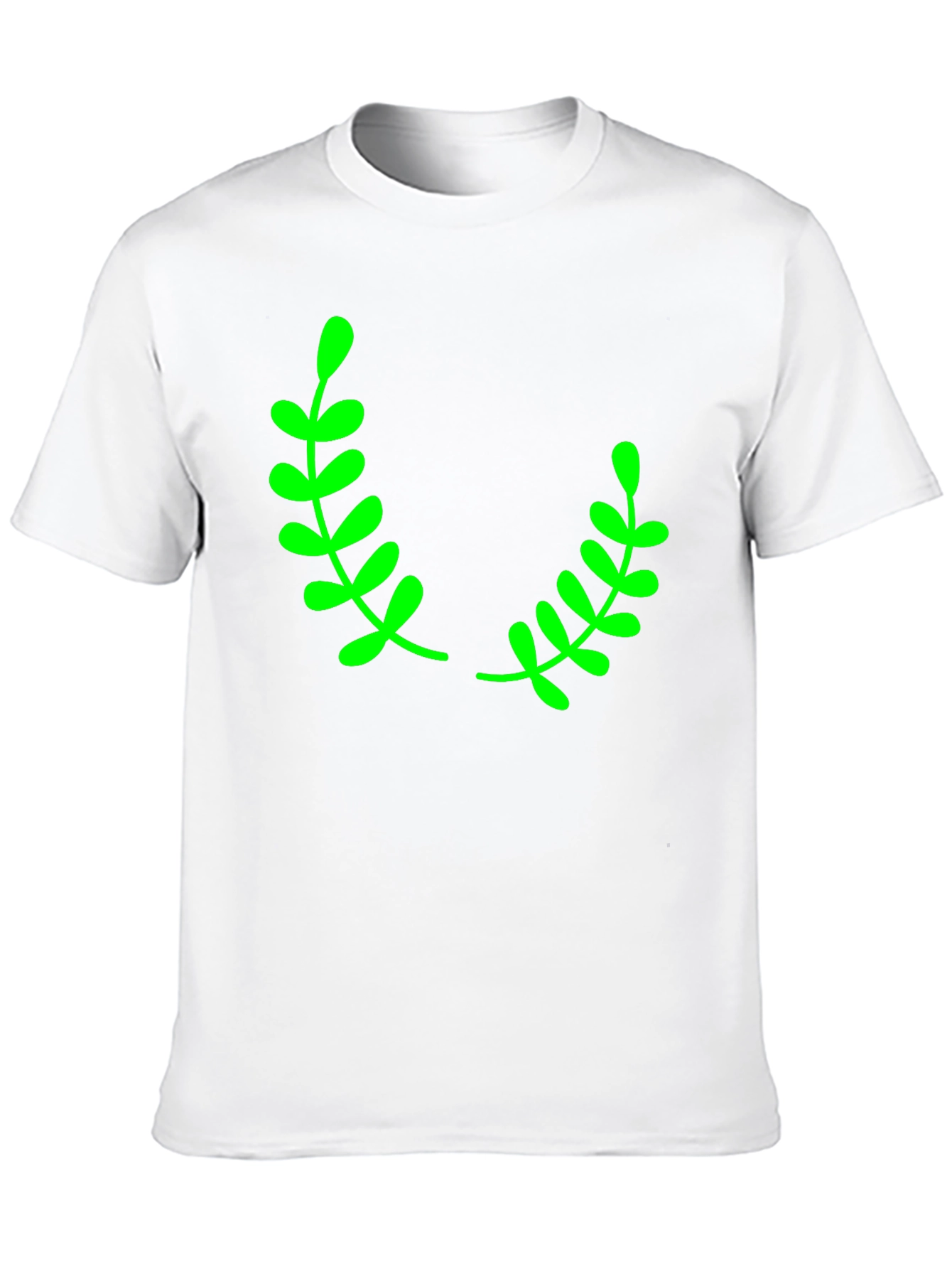Black T-Shirt with Green Laurel Leaf Design