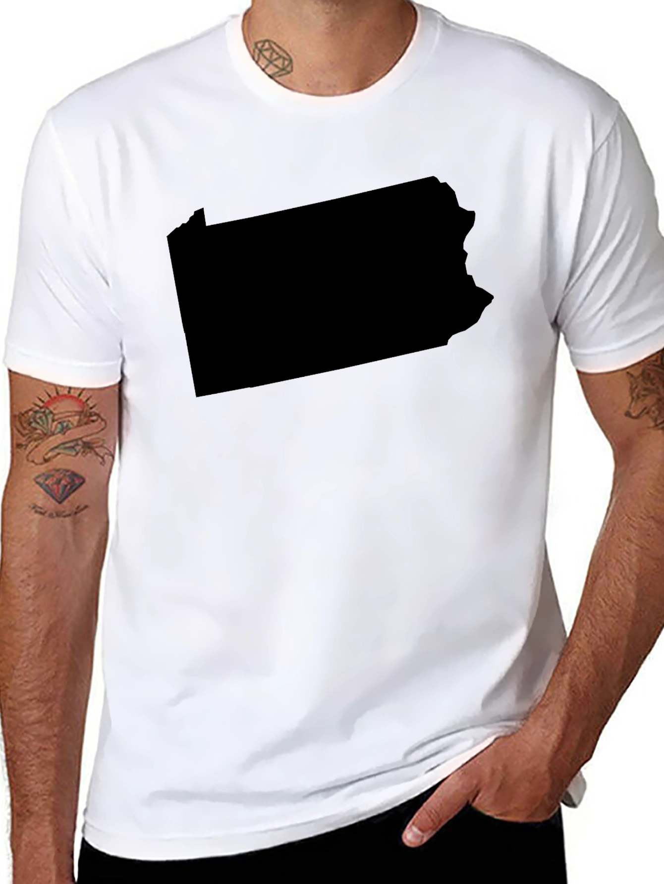 Pennsylvania State Outline Black T-Shirt