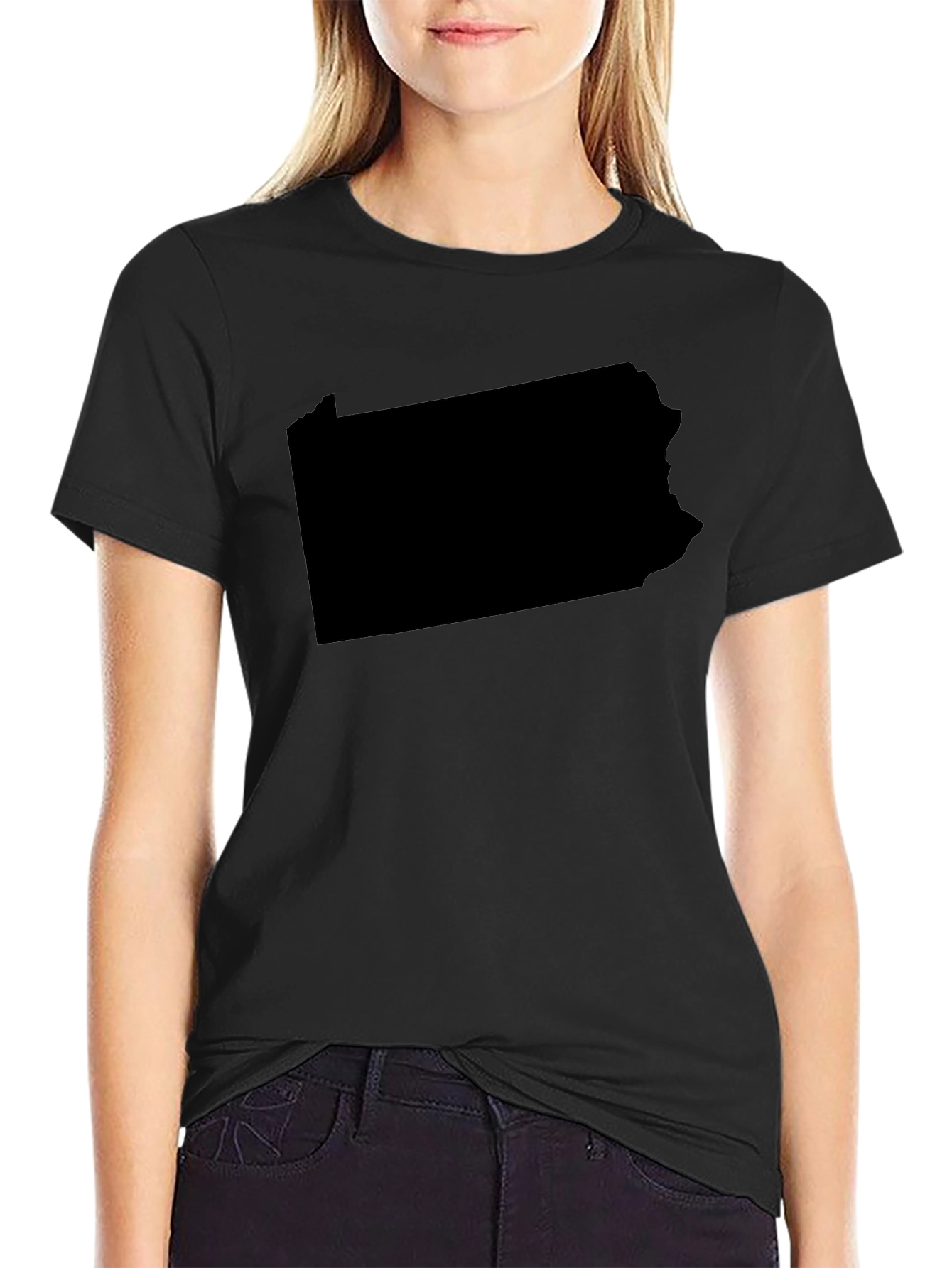 Pennsylvania State Outline Black T-Shirt