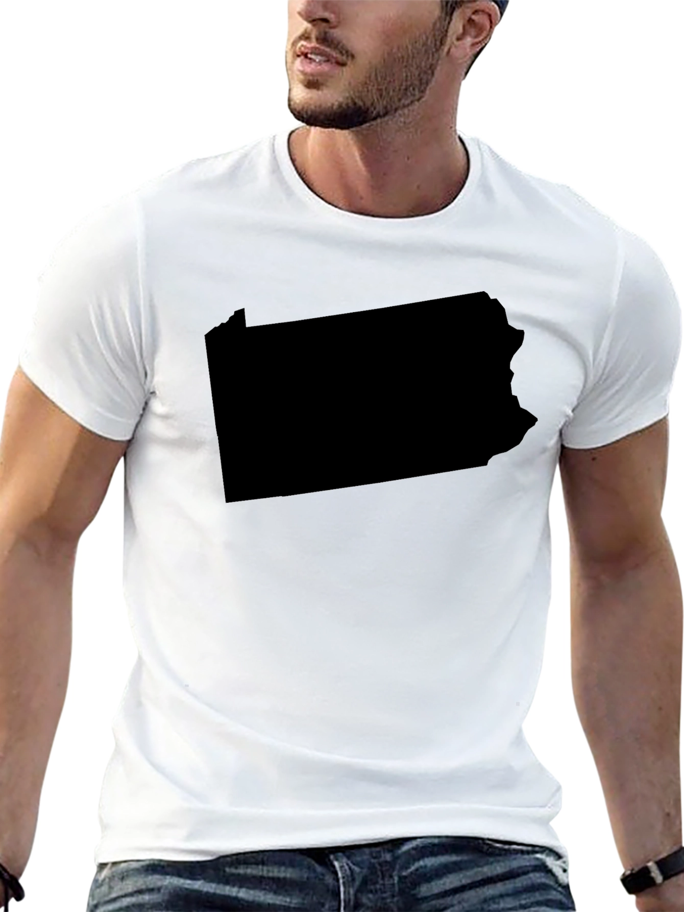 Pennsylvania State Outline Black T-Shirt