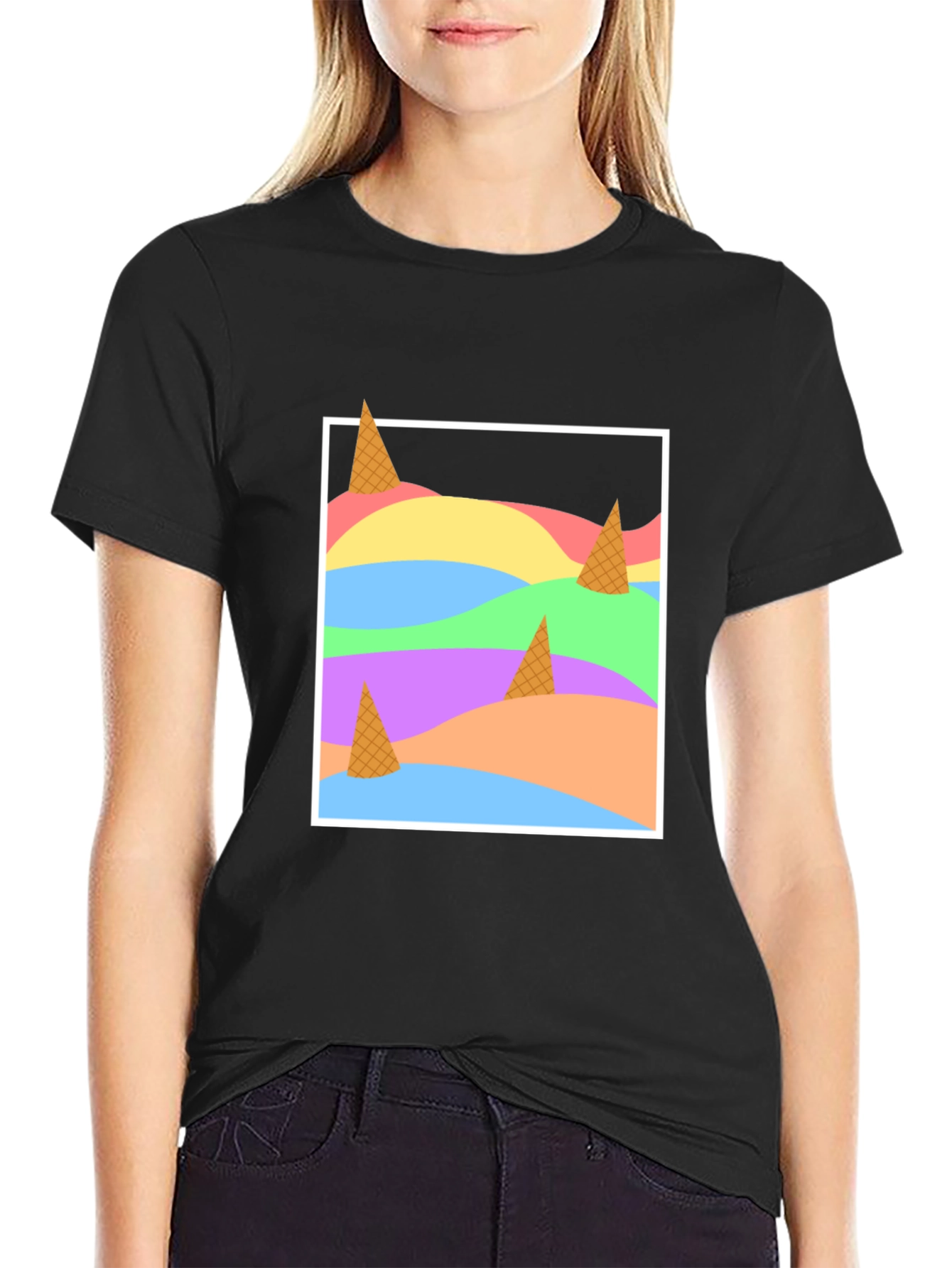 Abstract Ice Cream Cones T-Shirt - Modern Art Tee