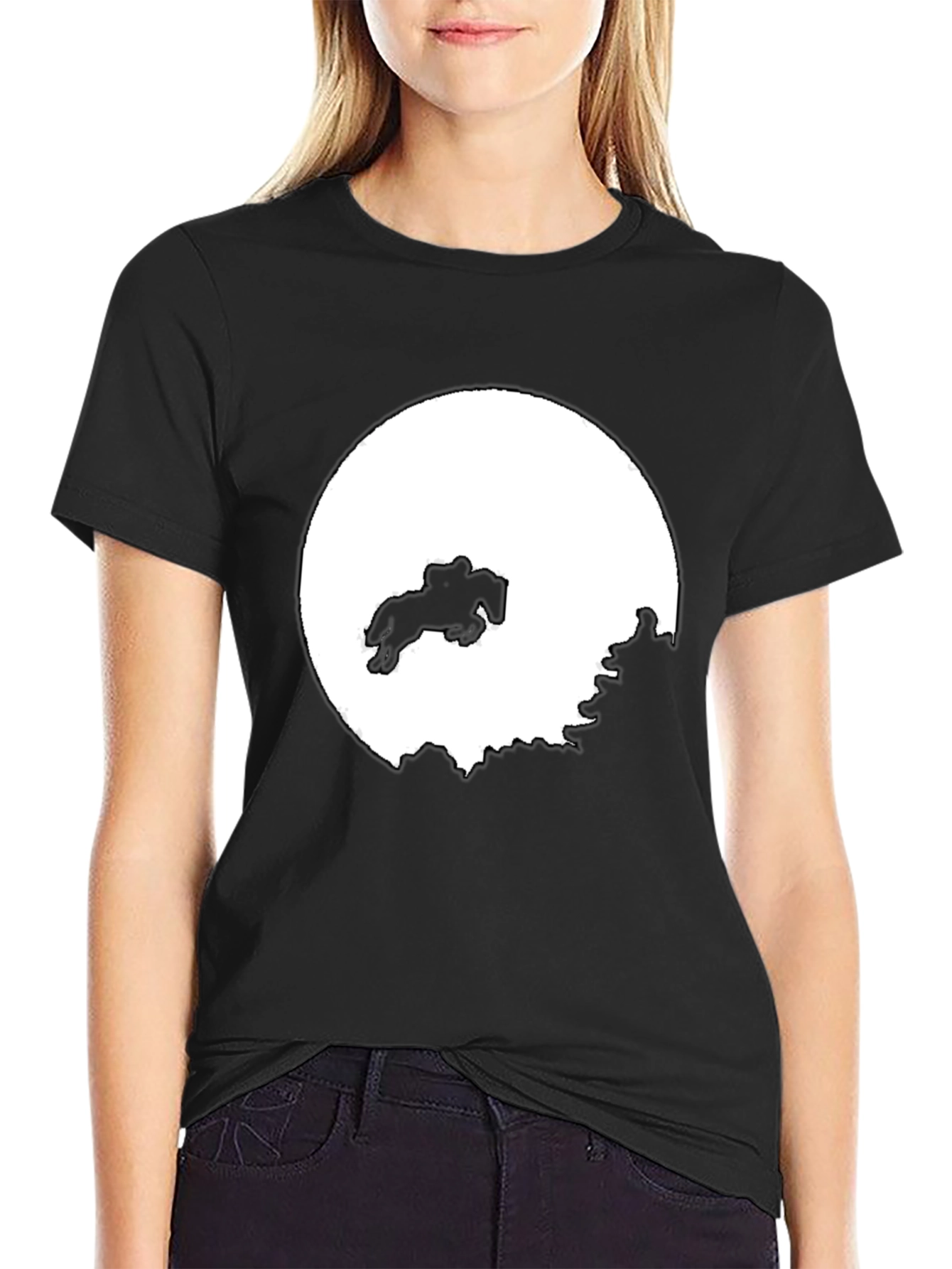 Equestrian Silhouette Tee - Black Cotton Blend