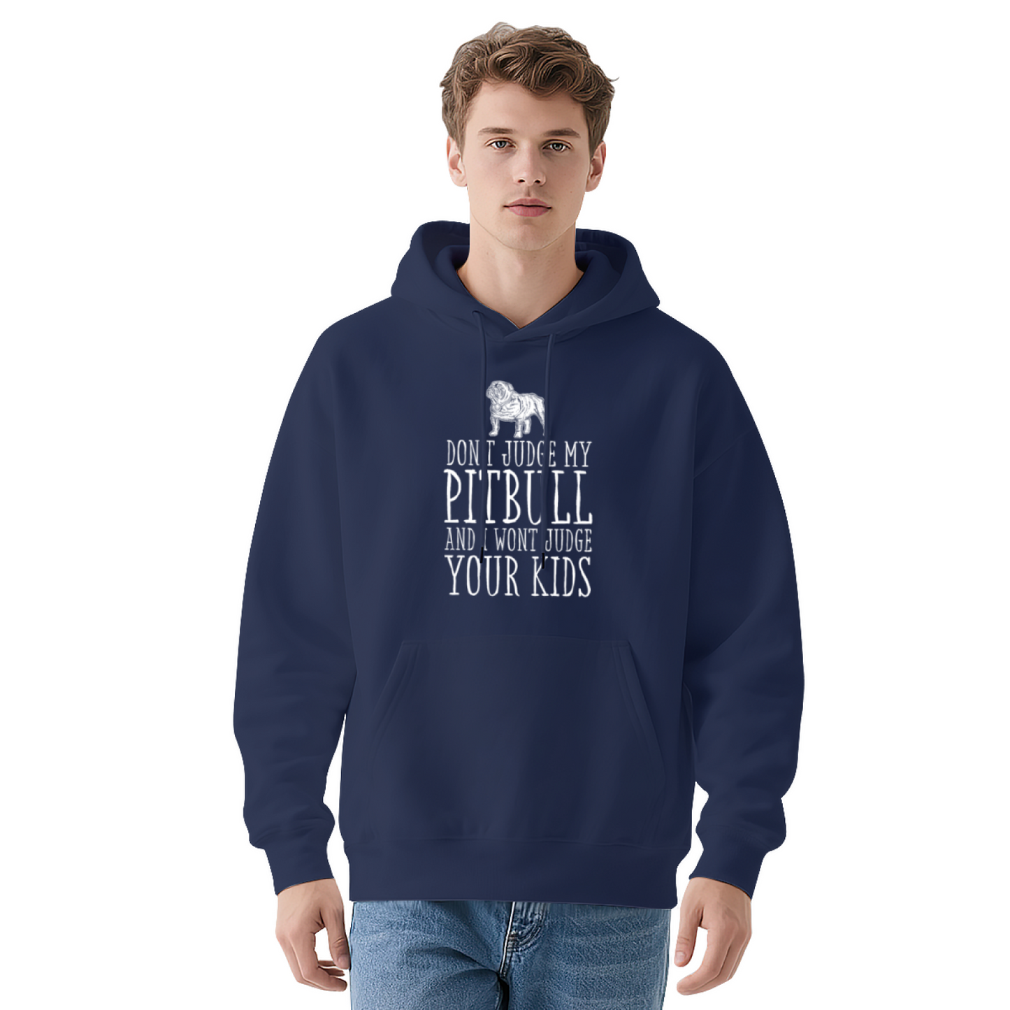 Don¡¯t Judge My Pitbull Dog Lover Graphic Hoodie, Warm Men¡¯s Pullover