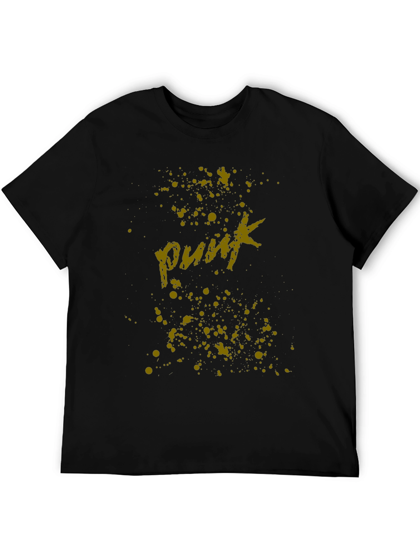 Punk Style Black T-Shirt with Artistic Graphic