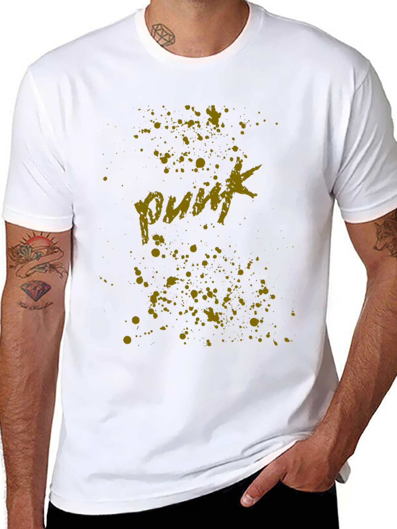 Punk Style Black T-Shirt with Artistic Graphic