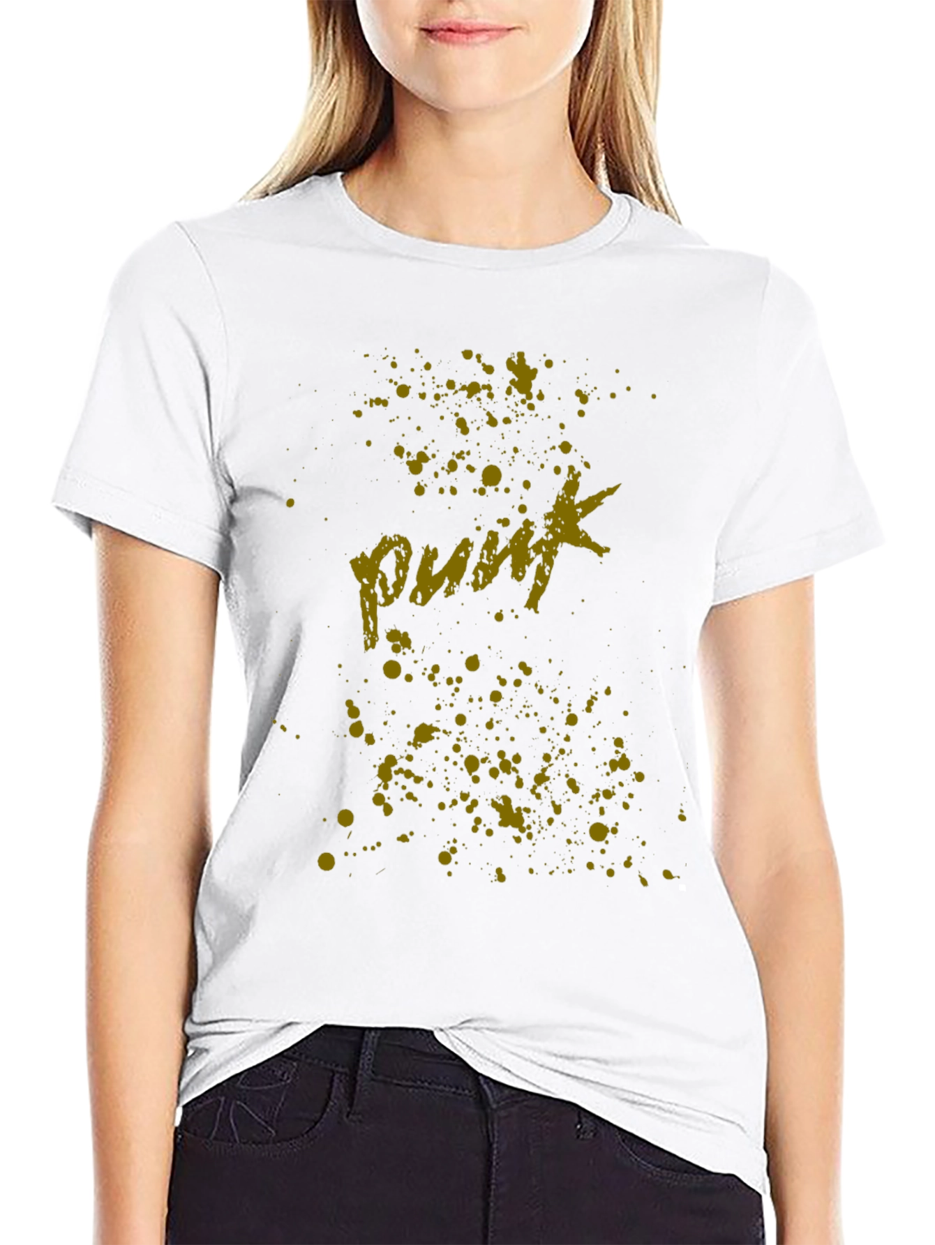 Punk Style Black T-Shirt with Artistic Graphic
