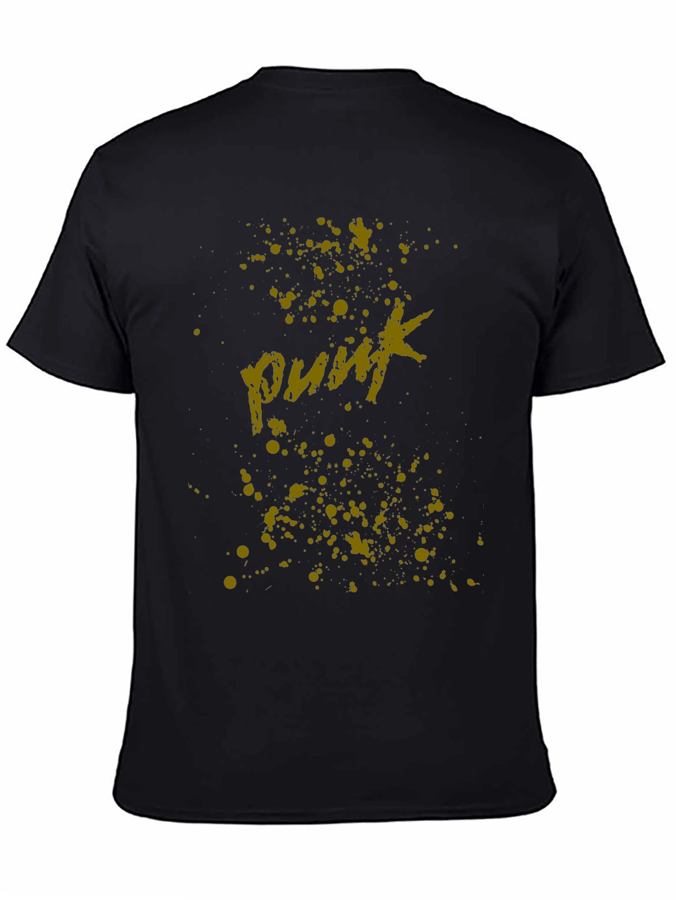 Punk Style Black T-Shirt with Artistic Graphic