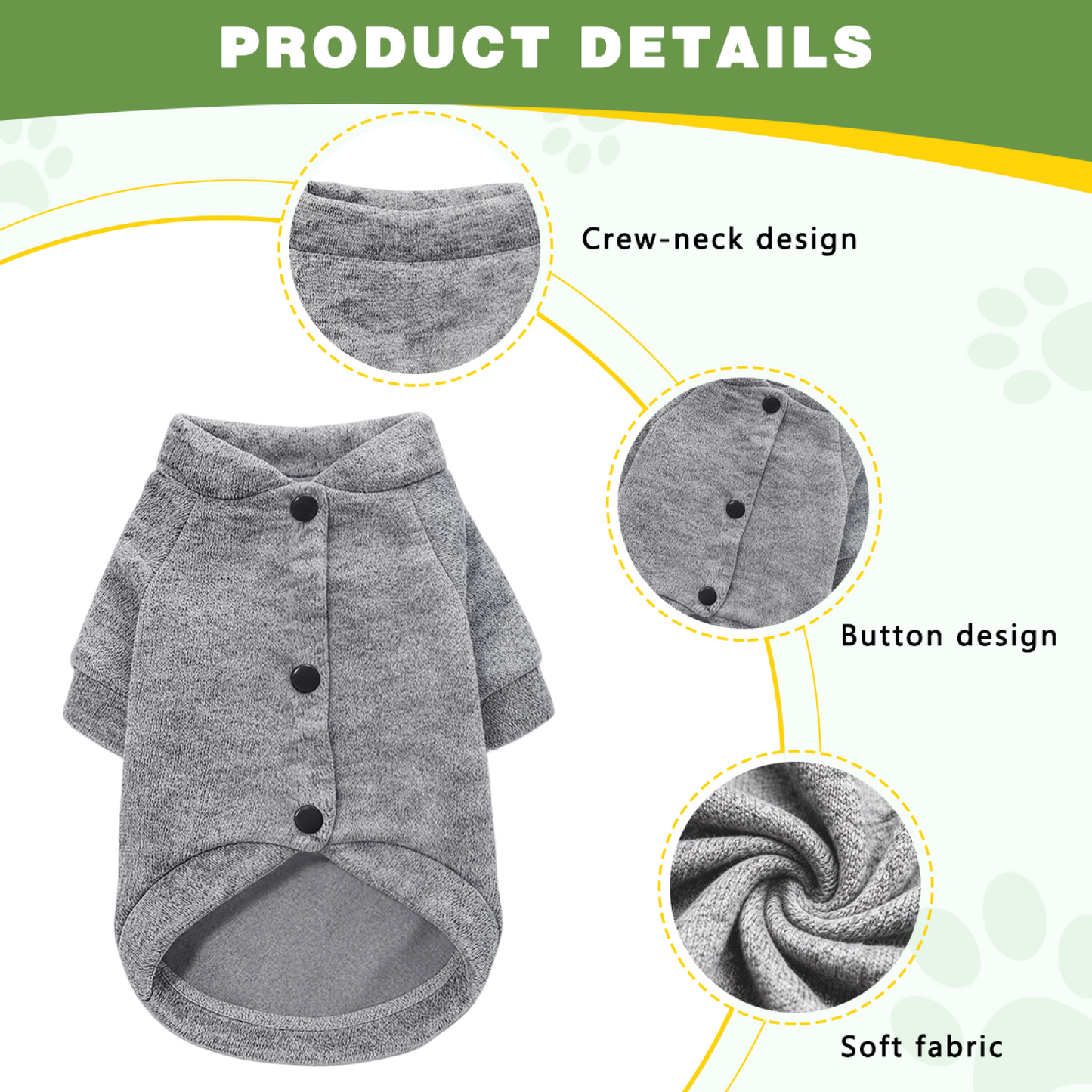 Funny Big Eyed Monster Heather Gray Dog Cardigan Sweater