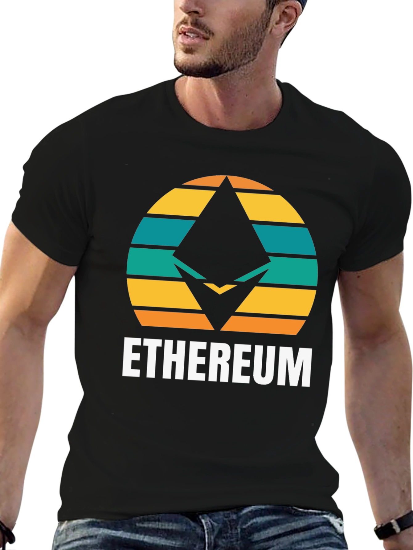 Ethereum Retro Sunset T-Shirt - Crypto Fan Apparel