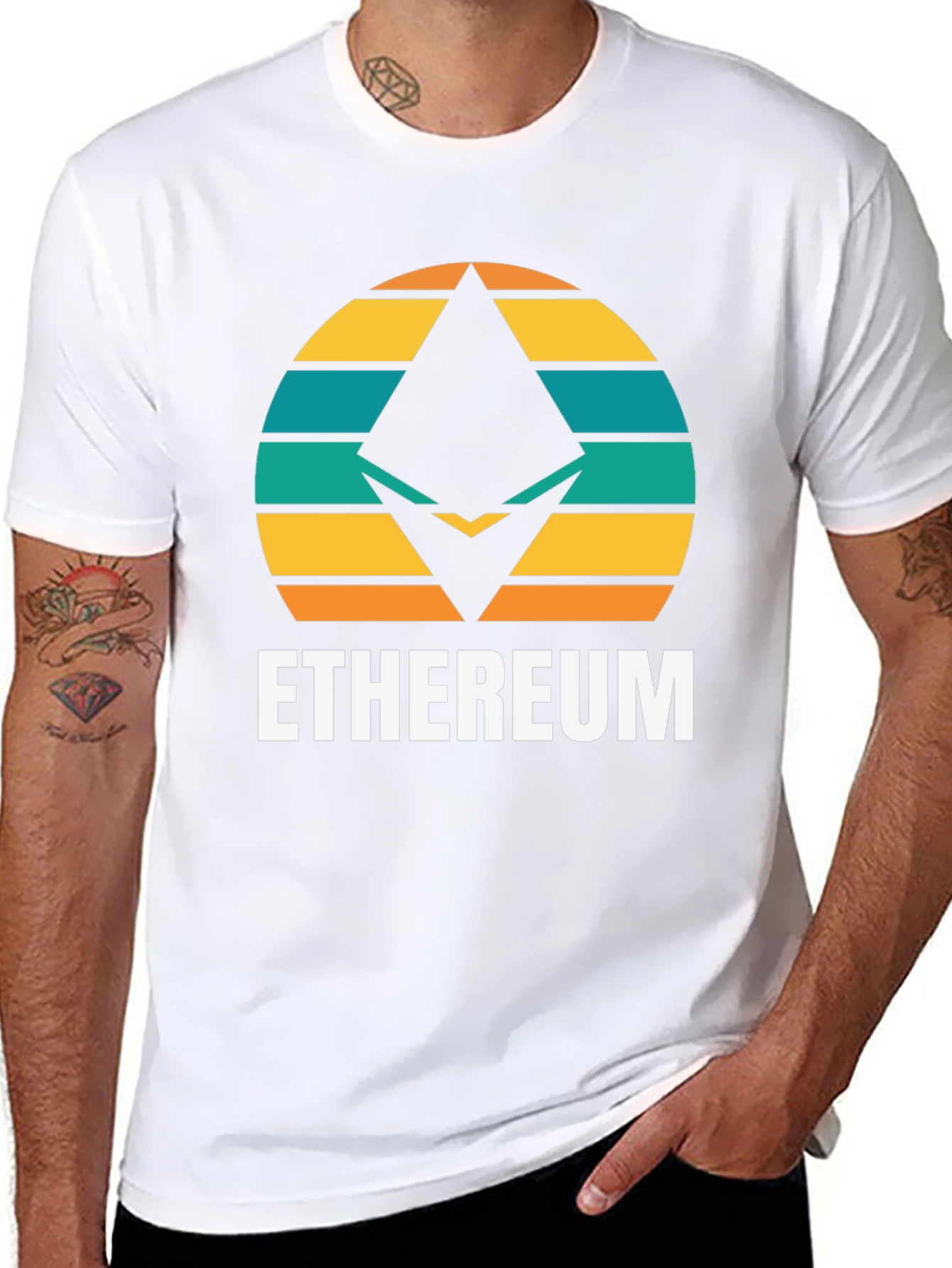 Ethereum Retro Sunset T-Shirt - Crypto Fan Apparel