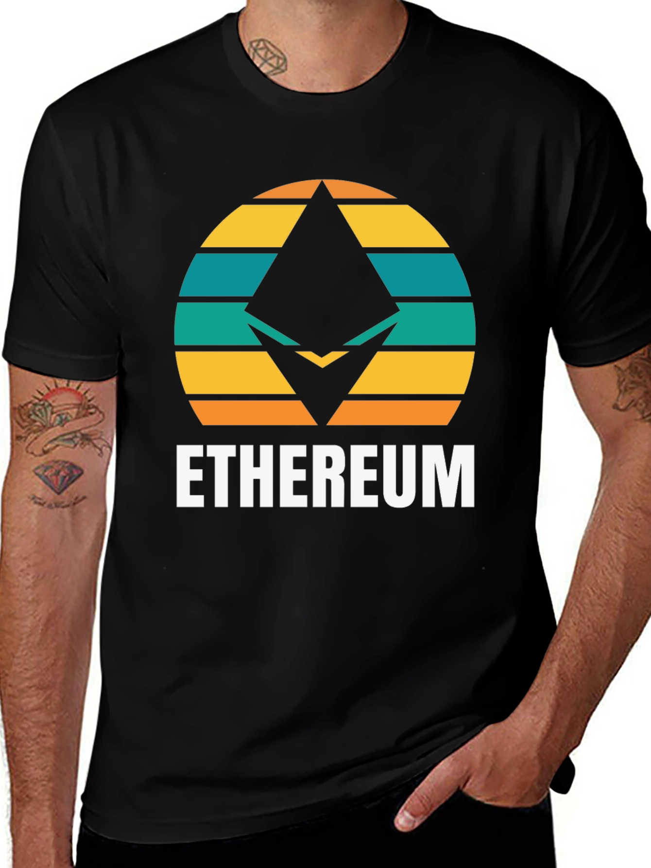 Ethereum Retro Sunset T-Shirt - Crypto Fan Apparel