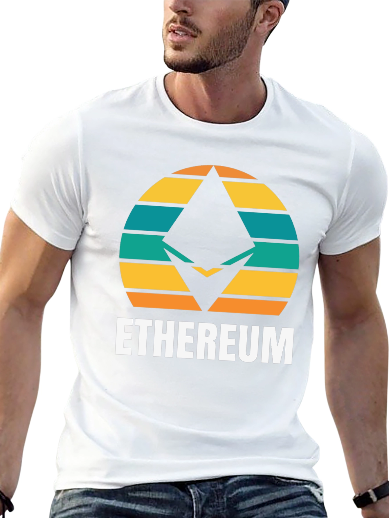 Ethereum Retro Sunset T-Shirt - Crypto Fan Apparel